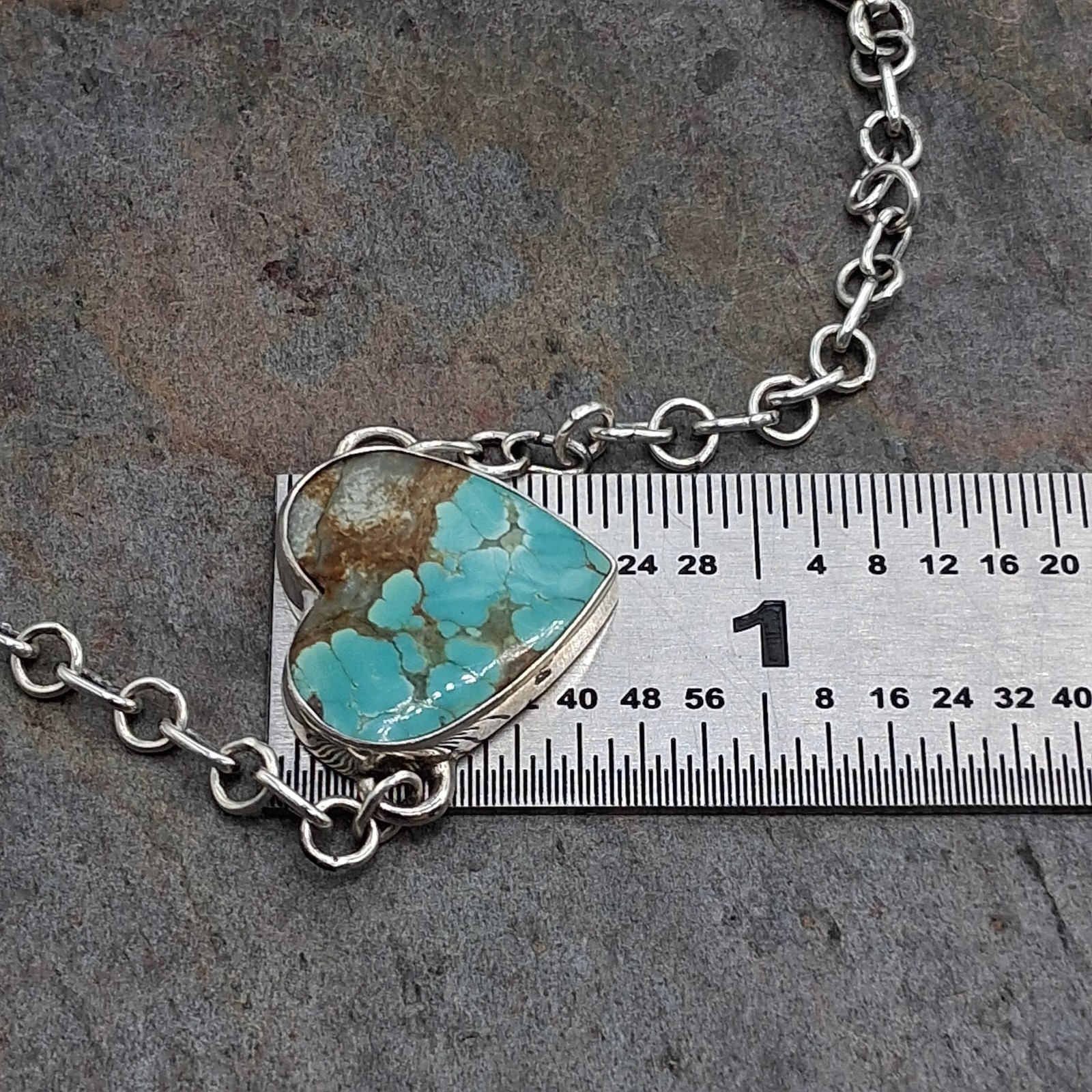 Number 8 Turquoise Bracelet Heart Sterling Silver Adjustable 5-7 Southwestern