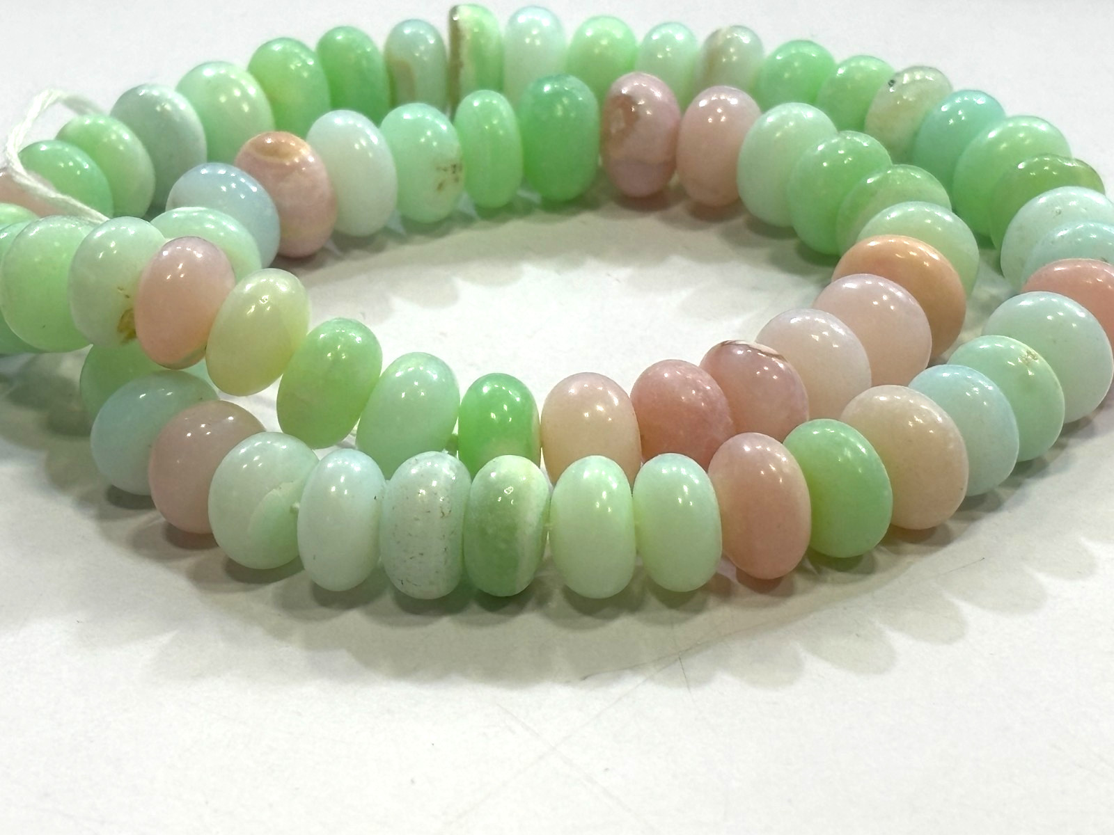 MULTI OPAL BEADS ROUNDELLE 8-9MM SMOOTH GEMSTONE 16 INCH NECKLACE