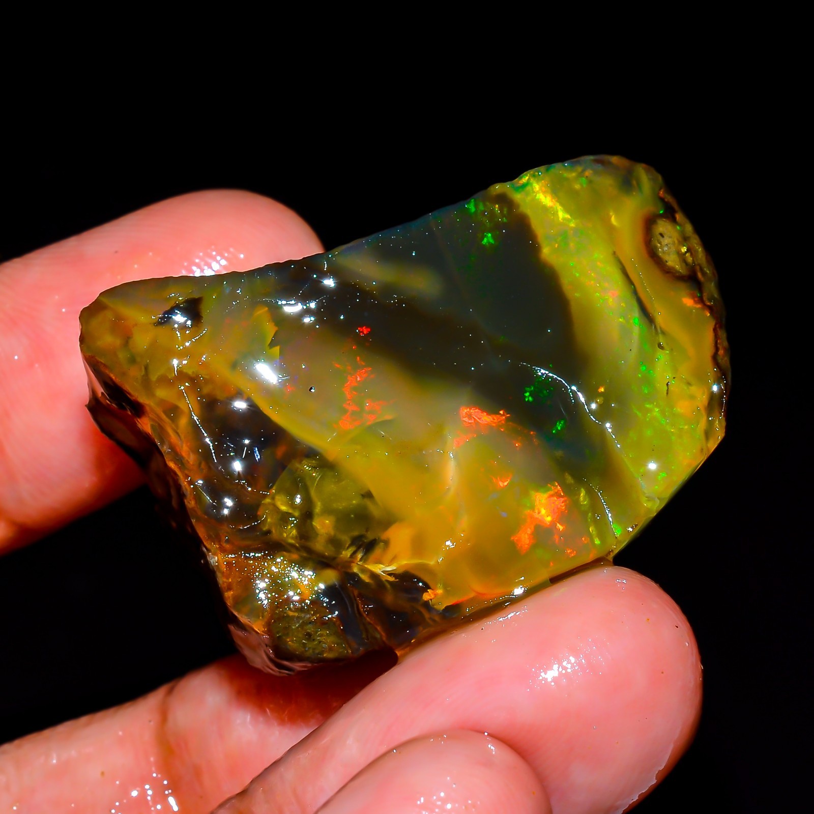 77 Ct Ethiopian Opal Rough Gemstone, Natural Loose Gemstone Multi Fire Opal L205
