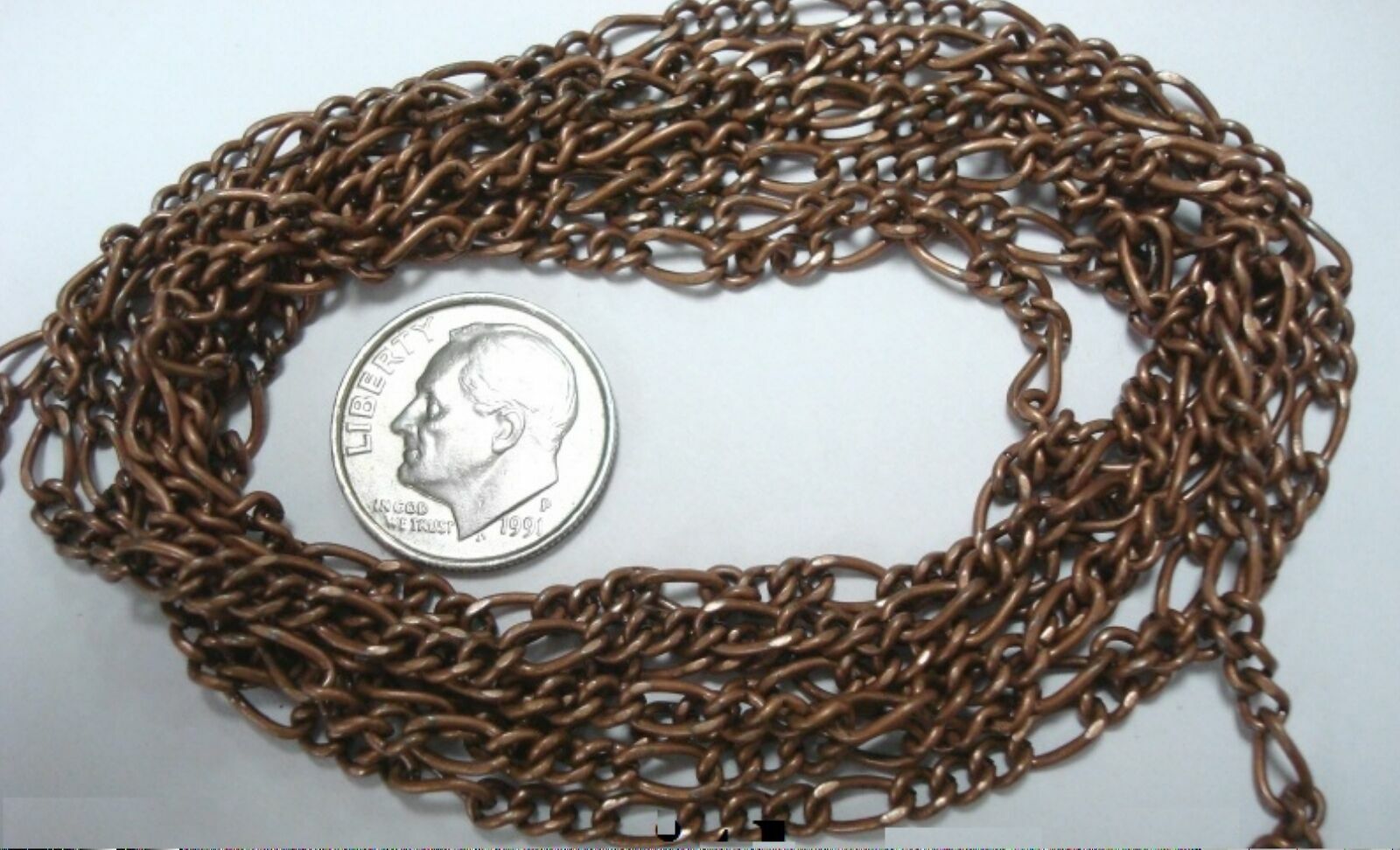Figaro link chain bulk 5 feet length 6mm large link antique copper plated PCH013