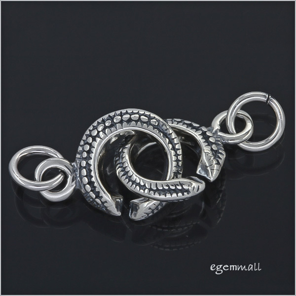 Antique Sterling Silver C Hook & Eye Clasp Set with Jump Ring 6mm #51827