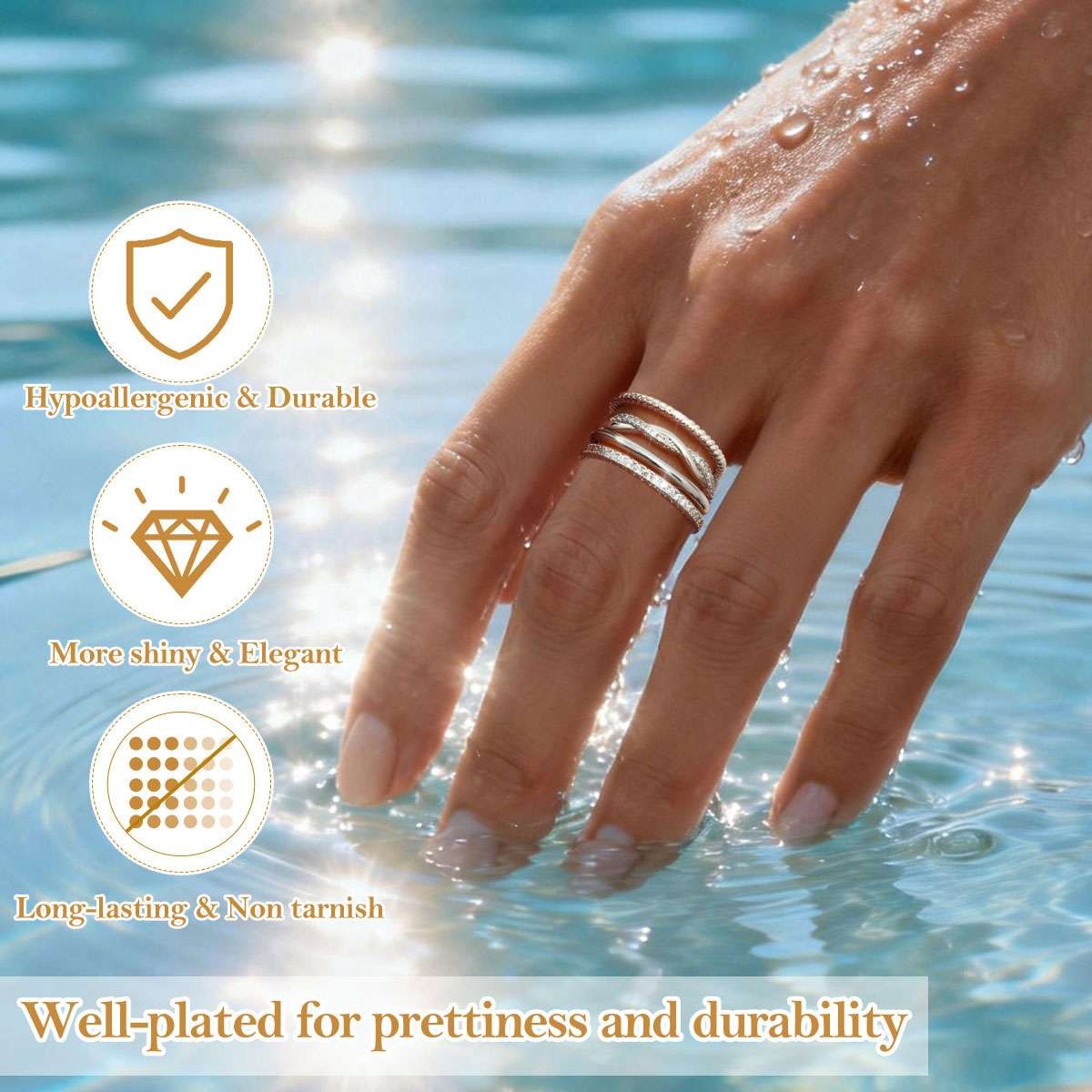 4Pcs Set Sterling Silver Ring Women Thin Stackable Rings Cubic Zirconia Thumb US