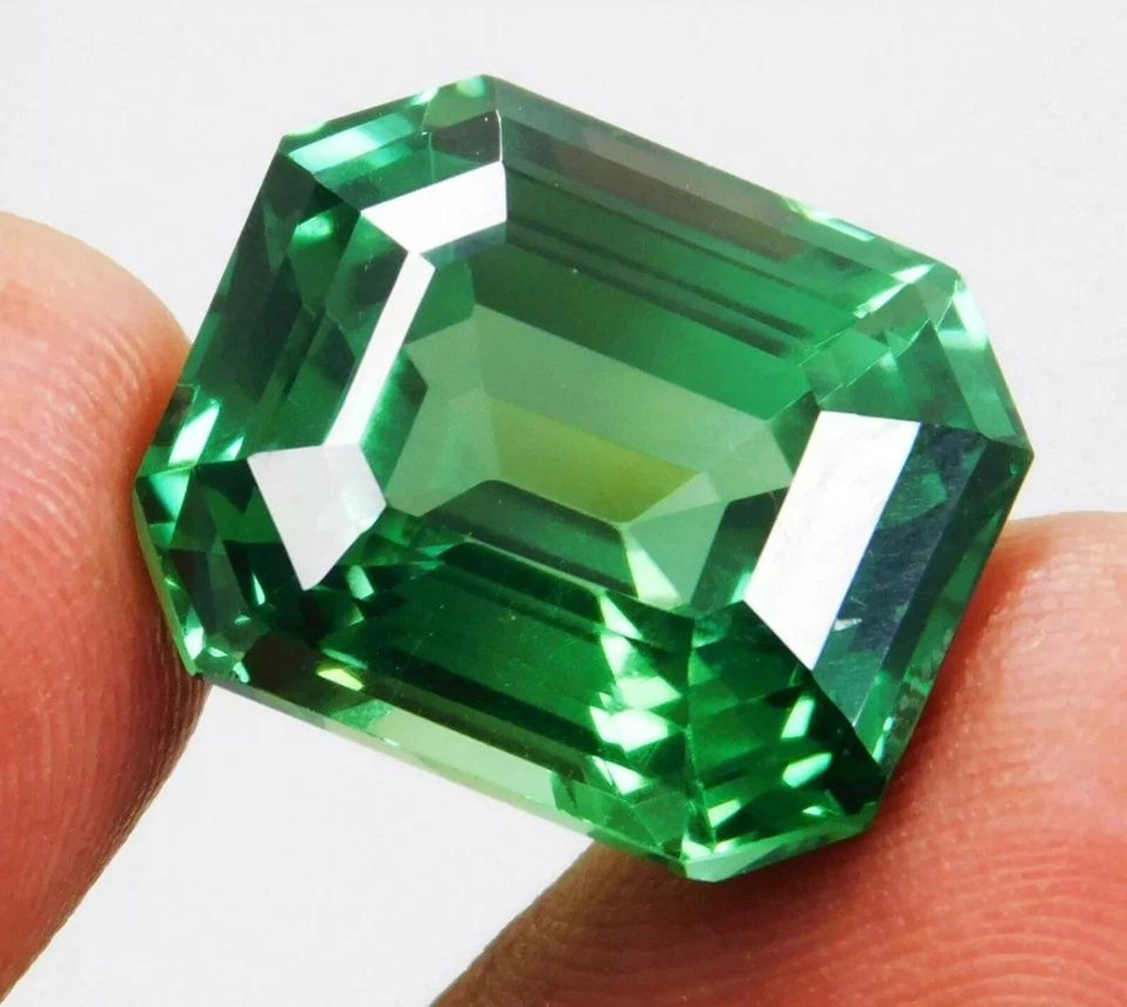 10-12 Ct Natural Green Sapphire Emerald Cut Certified Faceted Loose Gemstone
