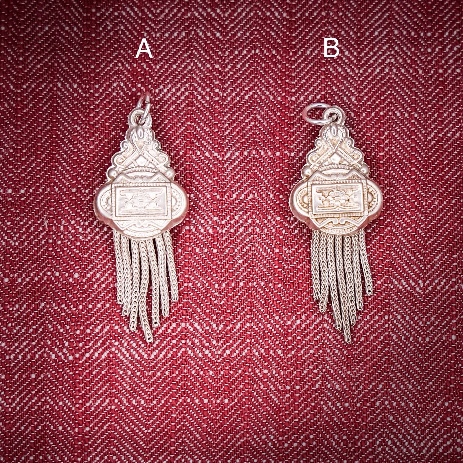 Antique French Puffy Tassel Charm Sterling Silver Die Struck 19th Century Floral