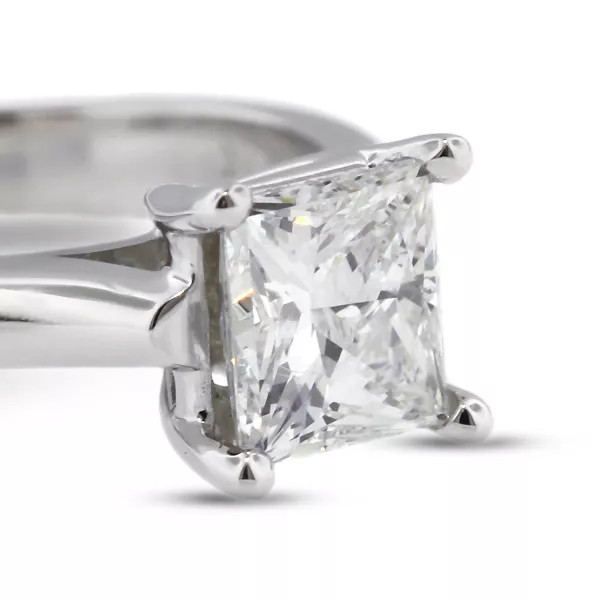 Solitaire Engagement Ring 14K Gold 3.05 Carat Princess Lab-Grown Diamond G VS1