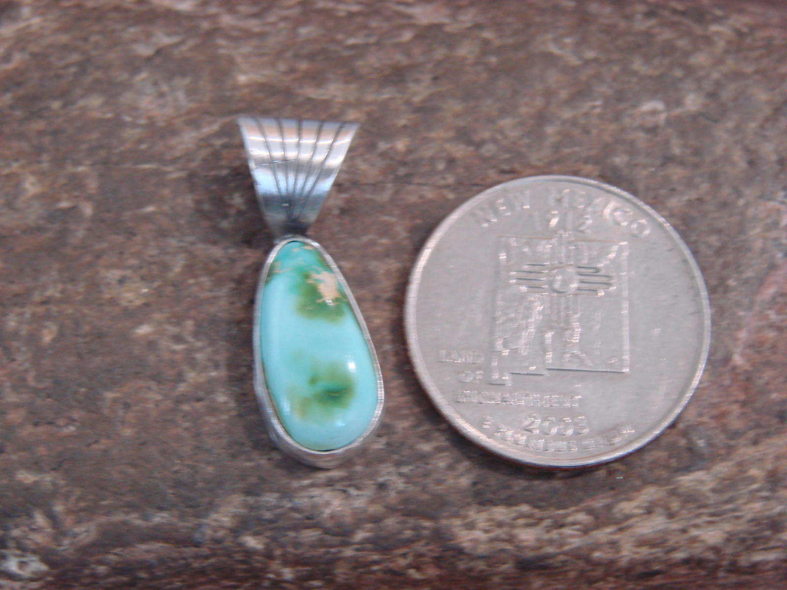 Native American Sterling Silver & Sonoran Turquoise Pendant by Yellowhair