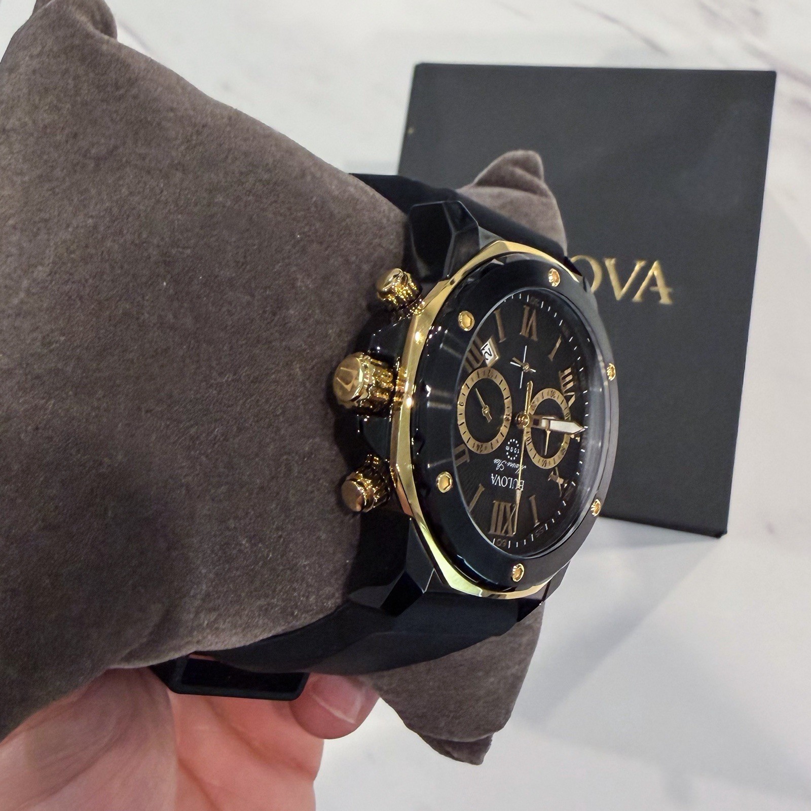 Bulova MarineStar Black Chronograph Dial Watch for Men – 98B278