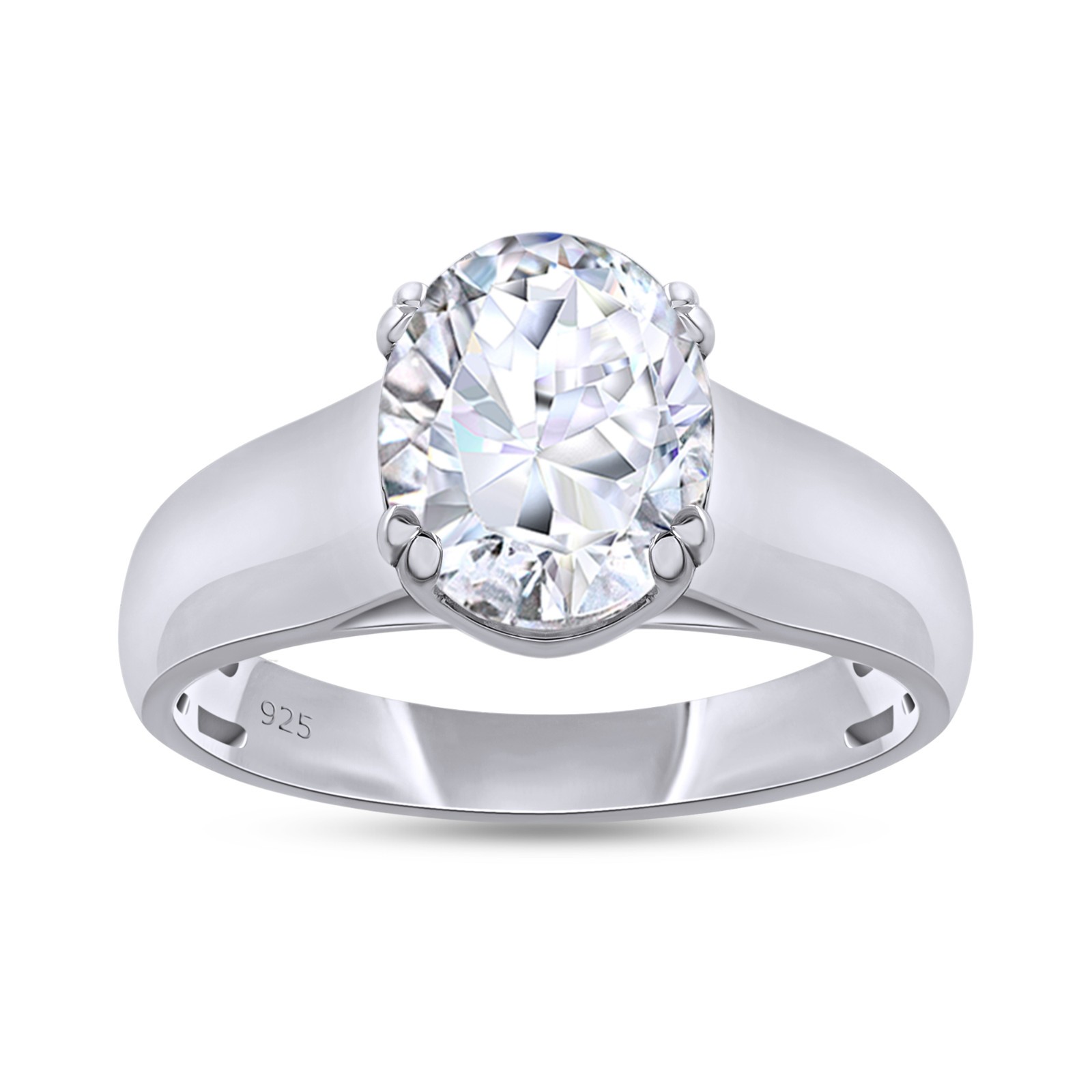 2.60 Ct Oval Cut Moissanite Solitaire Engagement Ring in 925 Steling Silver