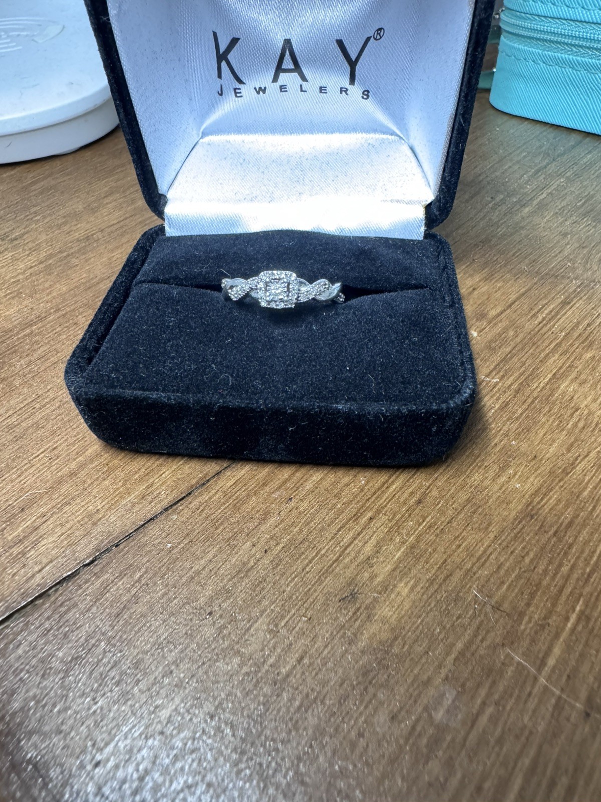 Kay Jewelers 1/6 ct tw Diamond Cushion Twist Promise Ring in Sterling Silver