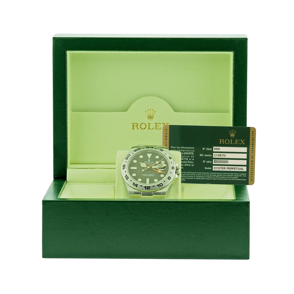 ROLEX Stainless Steel 42mm Explorer II 216570 Black Dial Box Warranty 2012 MINTY