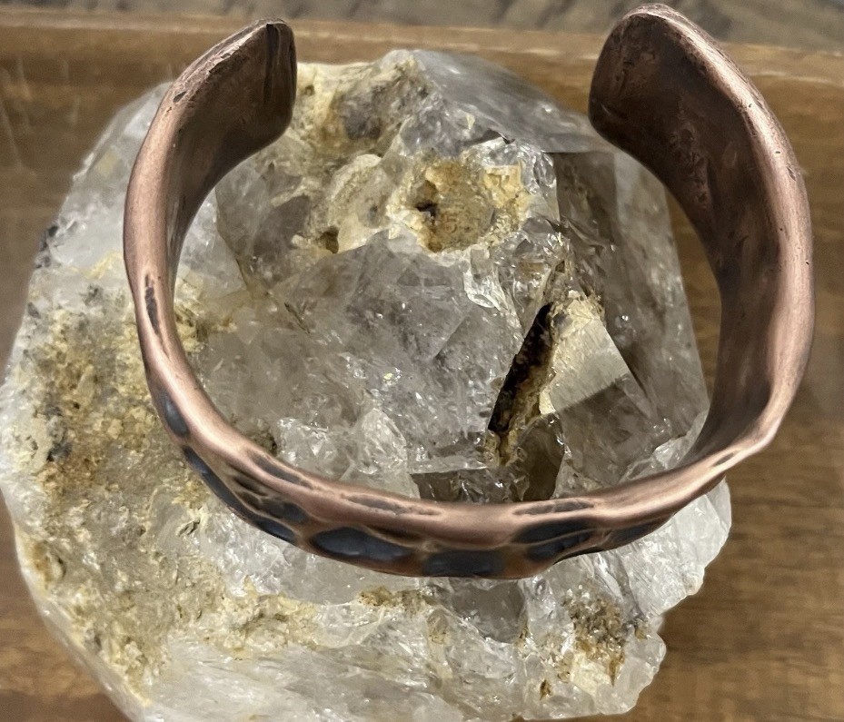 Brutalist M Men’s Wide Hammered Thick Copper Artisan Cuff Bracelet Viking