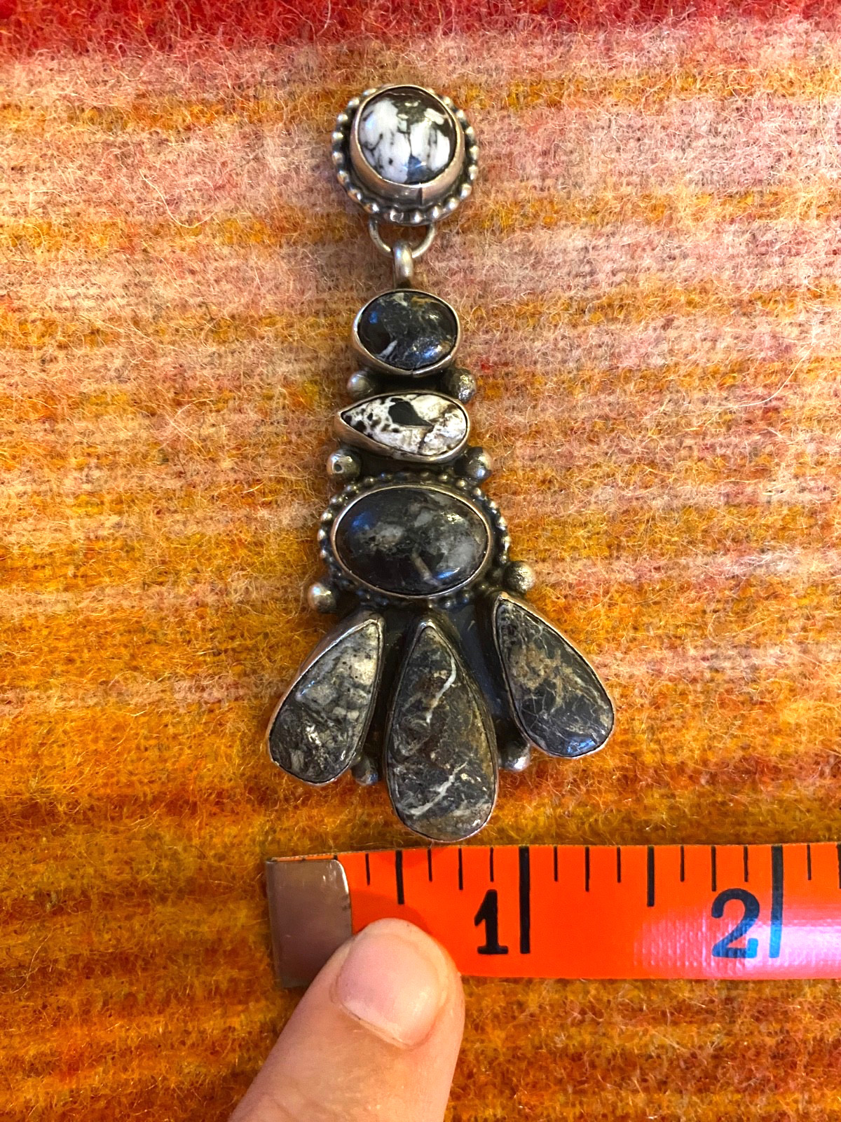 Navajo White Buffalo Dangle Earrings by Sheila Becenti