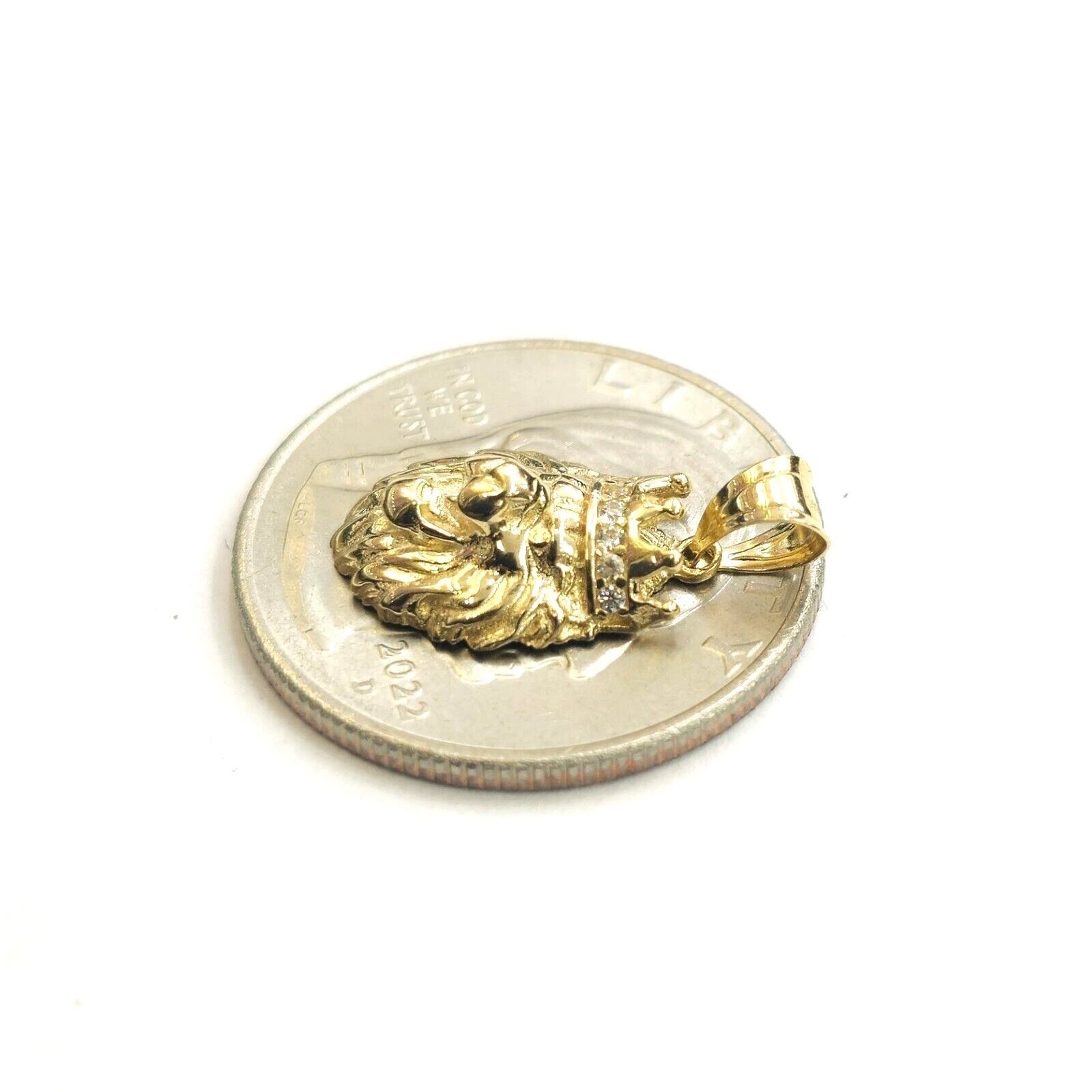 New Real 14k yellow Gold tiny lion head face crown Leo zodiac Pendant charm 1.5g