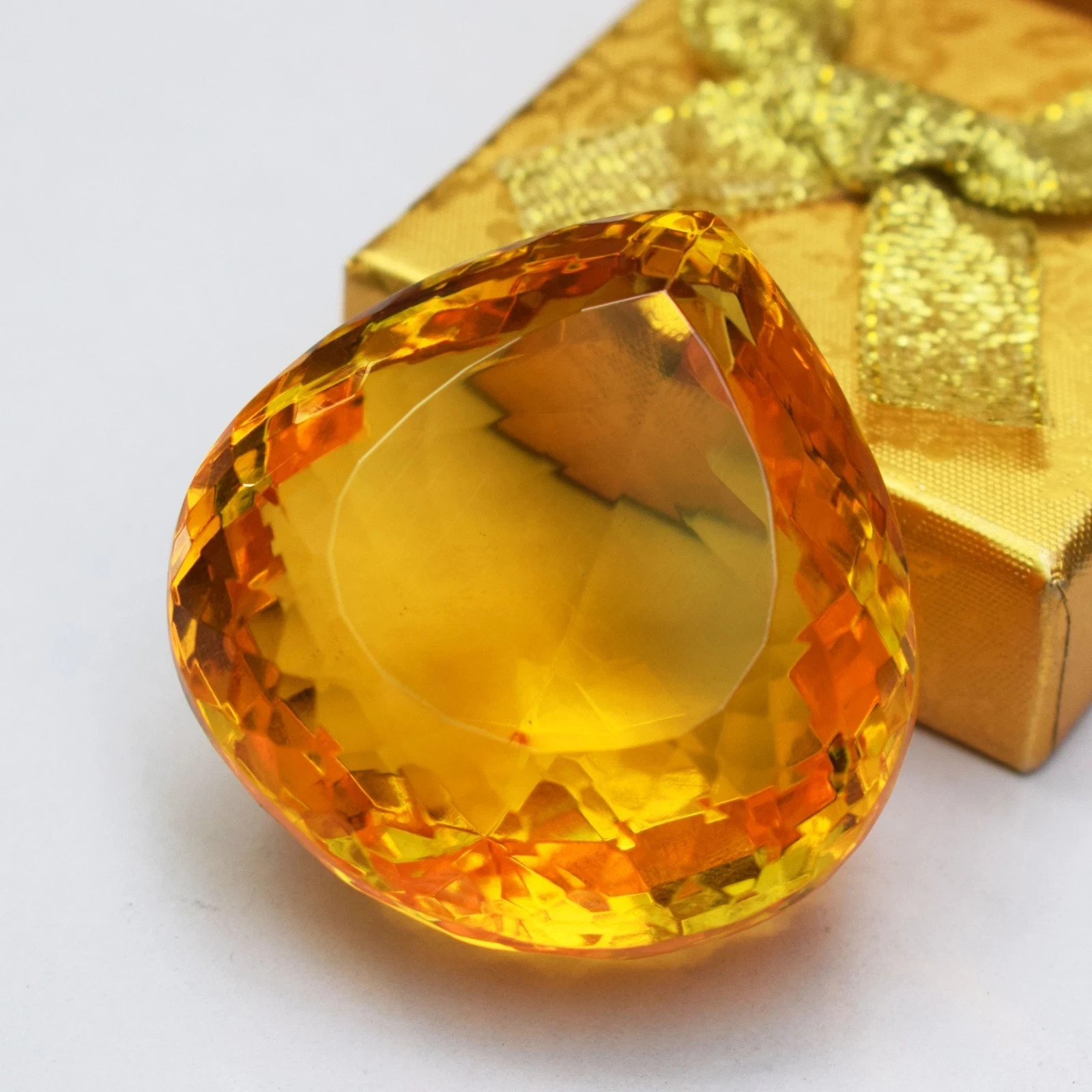 308.95 Carat Huge Yellow Orange Citrine Pear Cut Certified Loose Gemstone