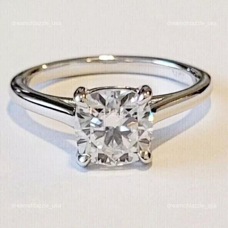 Mothers day Sale Diamond New Solitaire Artisan Ring Jewelry 14K Solid White Gold