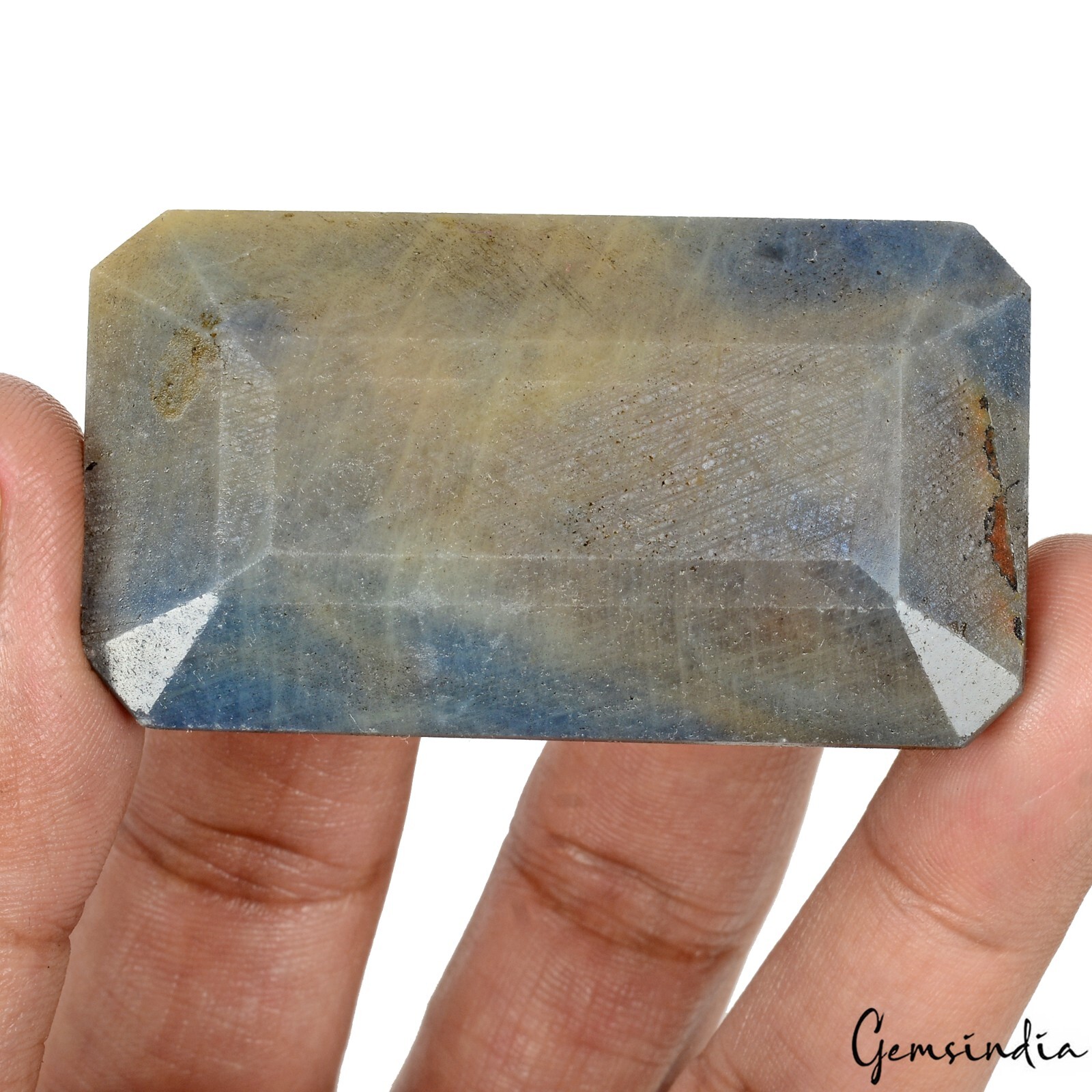 630 Ct Natural Blue Gray Untreated Sapphire Octagon Cut Pendant Size Gemstone