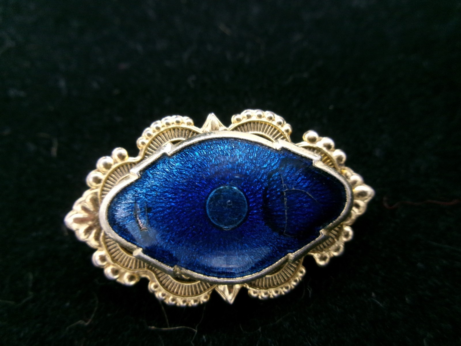 VINTAGE FREIRICH BLUE CABOCHON STATEMENT PIN BROOCH SEE DETAILS
