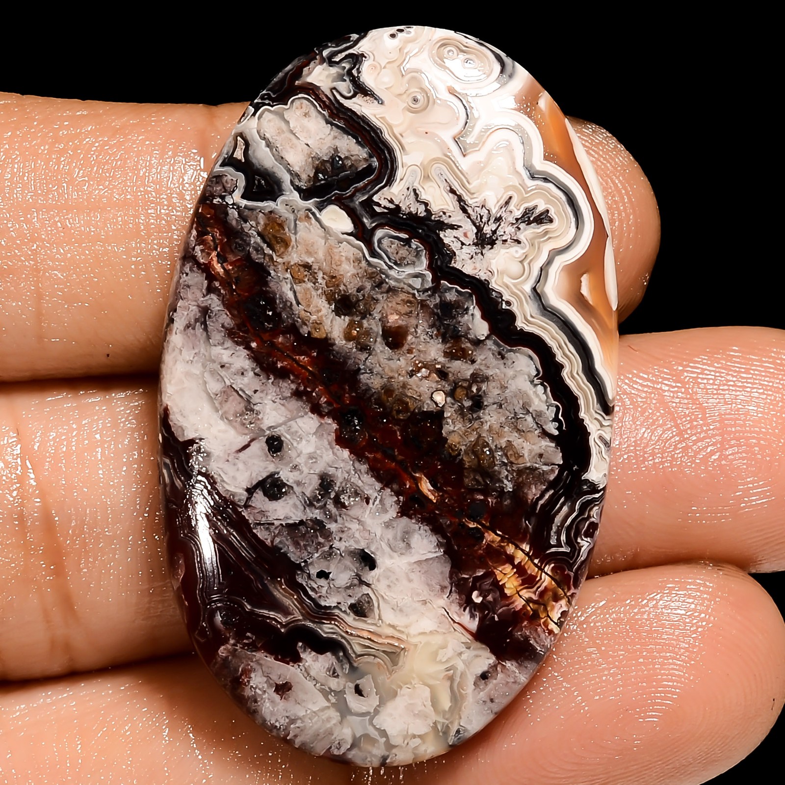 Natural Crazy Lace Agate Oval Shape Cabochon Gemstone 48.5 Ct 40X24X5mm EE-52512