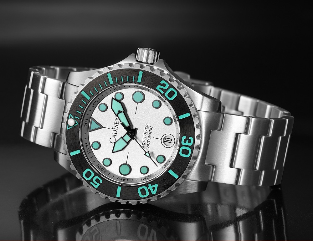 Cadisen Aqua Diver 40mm Citizen Miyota Automatic Dive Style Sports Watch White