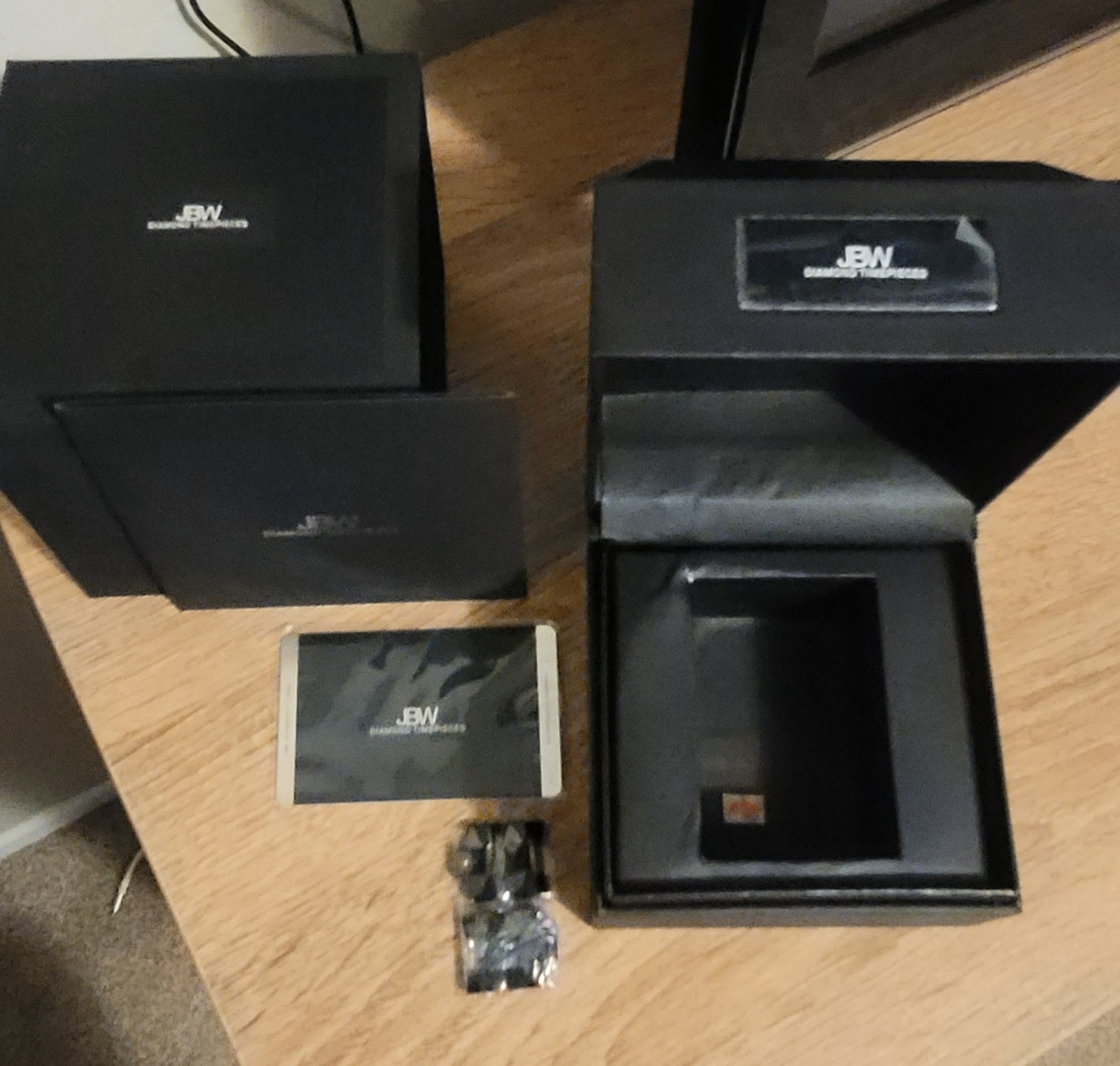 🏷JBW Jet Setter 234 Diamond & Crystal 50mm Watch Black Multiple Time-Zone