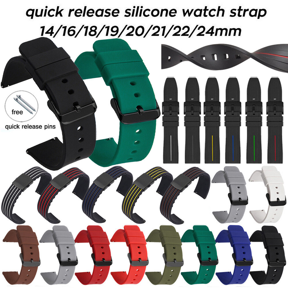 14-24mm Silicone Rubber Smart Watch Strap Waterproof Replacement Wrist Band Belt