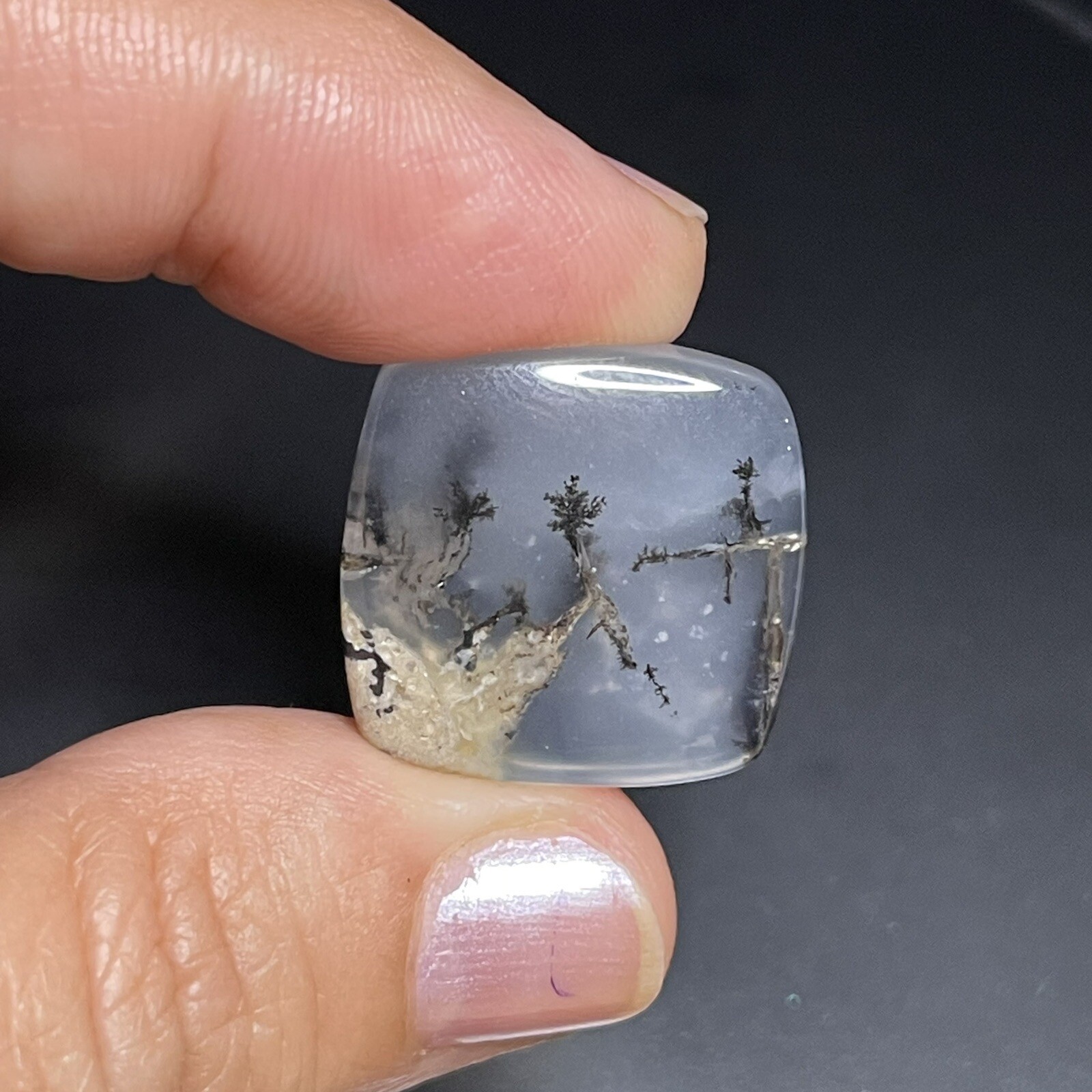 21.3ct 21x21x5.8mm Picture Like Dendrite Agate Smooth Cabochon Collector’s Stone