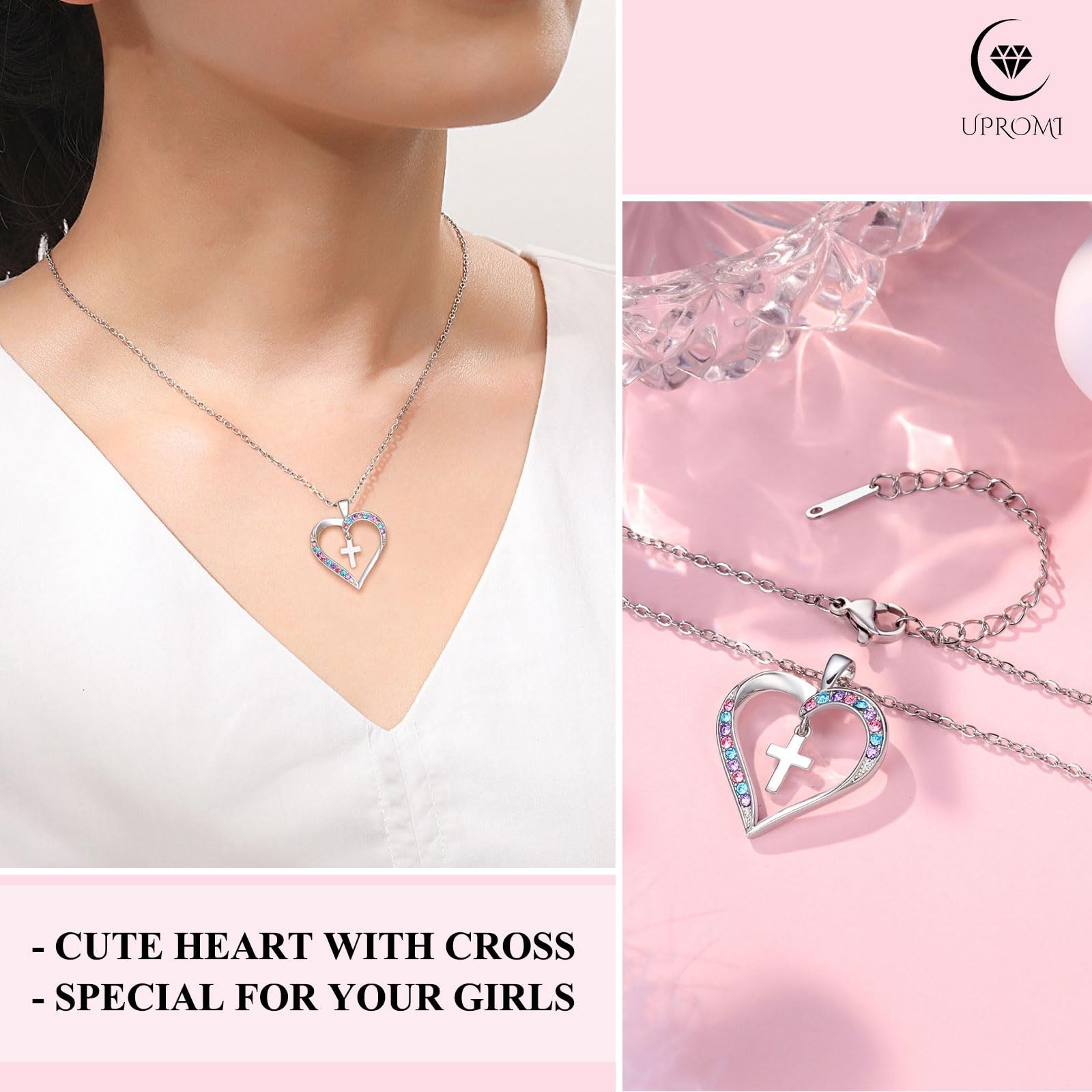 Girls Cross Necklace – Perfect Back to School, Baptism, First Communion & Gradua