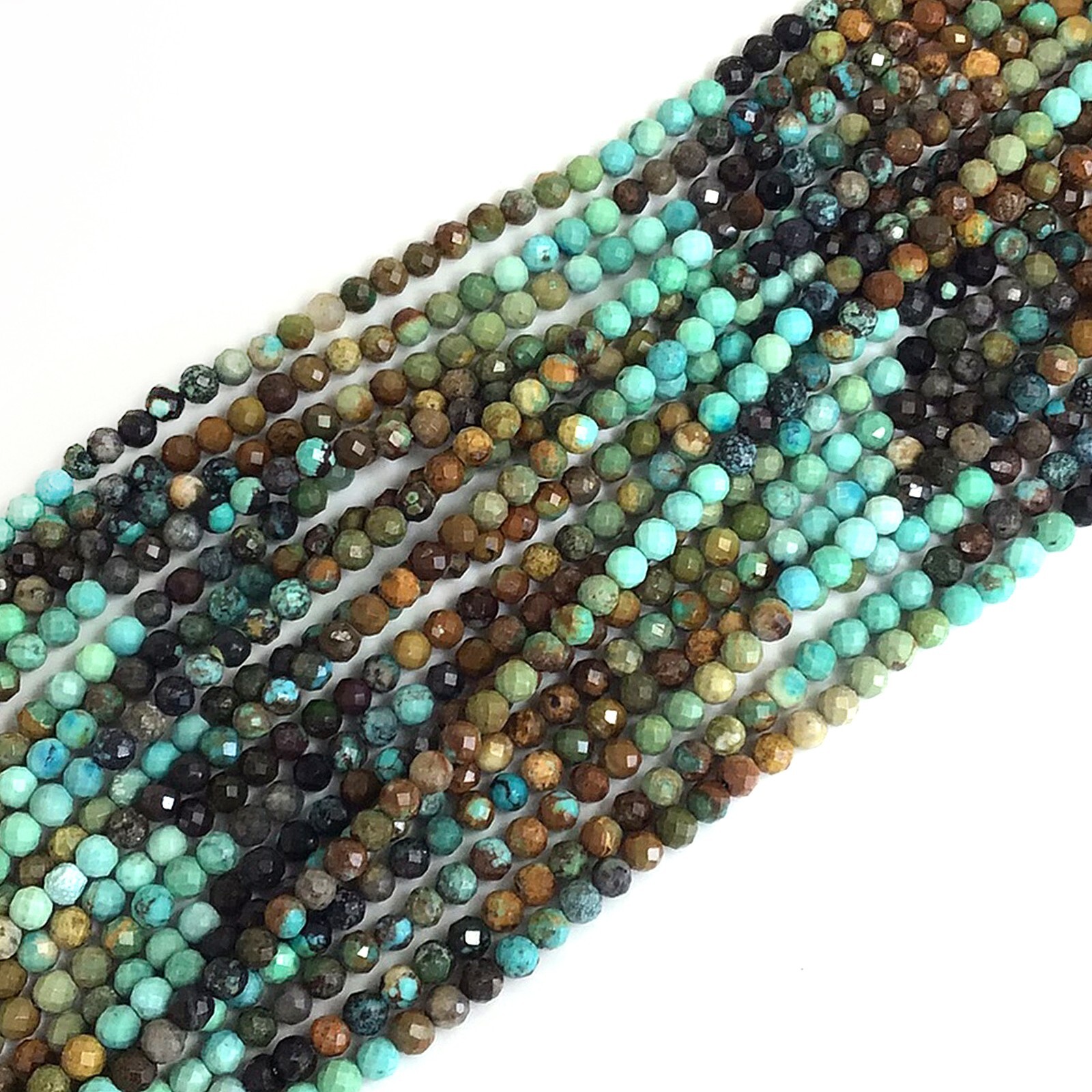 4mm Grade AAA Genuine Natural Turquoise Brown Blue Green Faceted Round Bead 15″