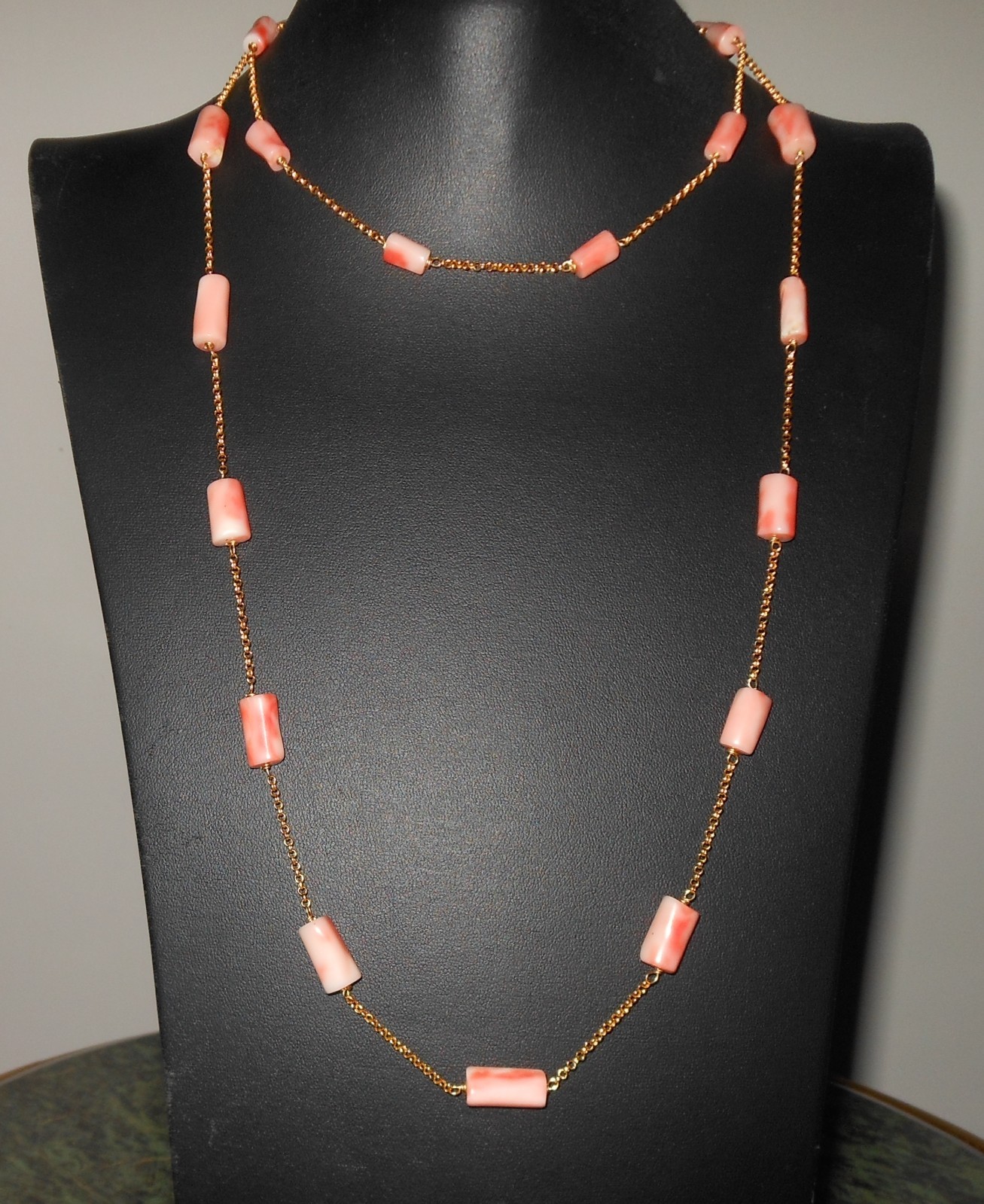 Magnificent Natural Coral Long Necklace – Art Nouveau Style