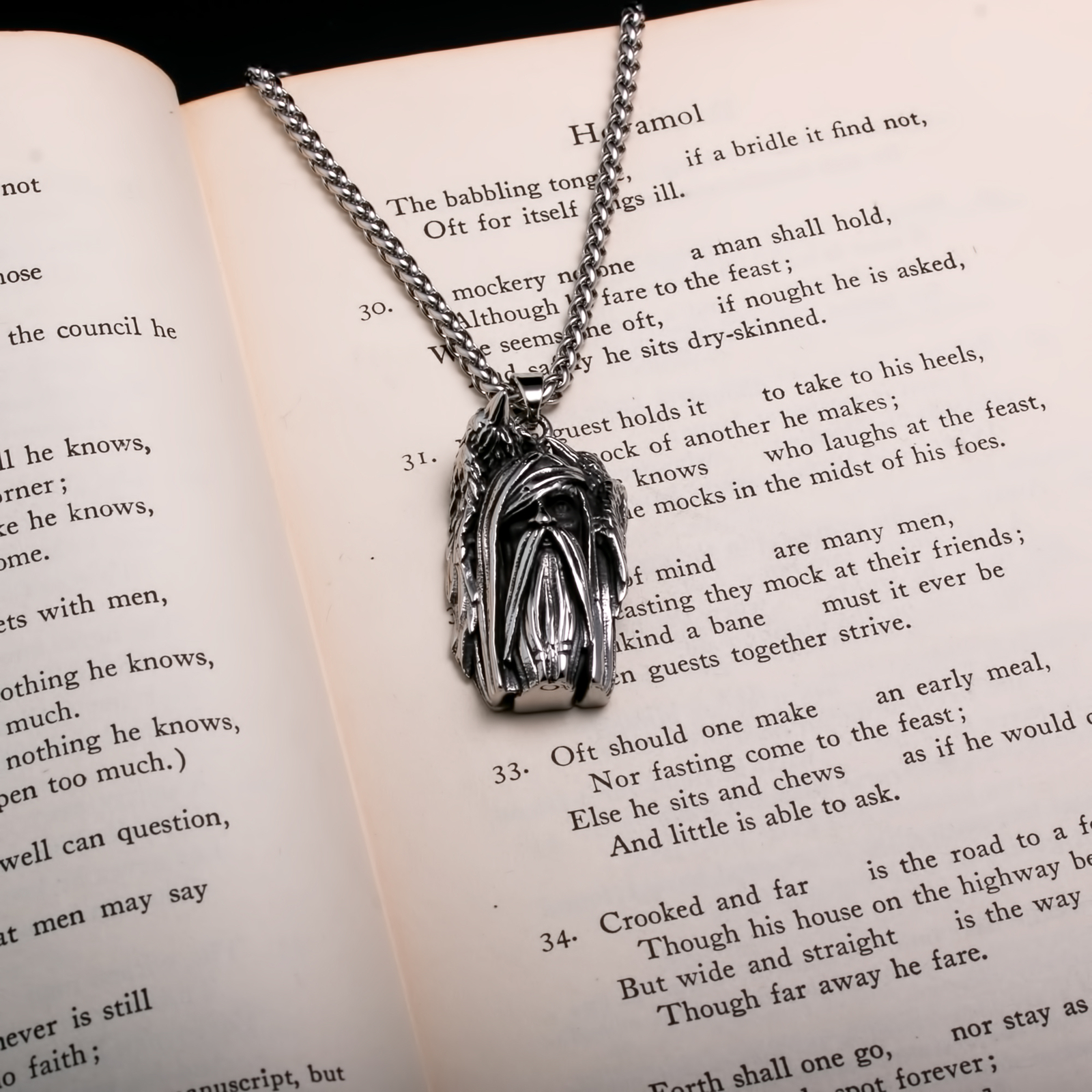 Viking Odin Ravens Stainless Steel Pendant Necklace