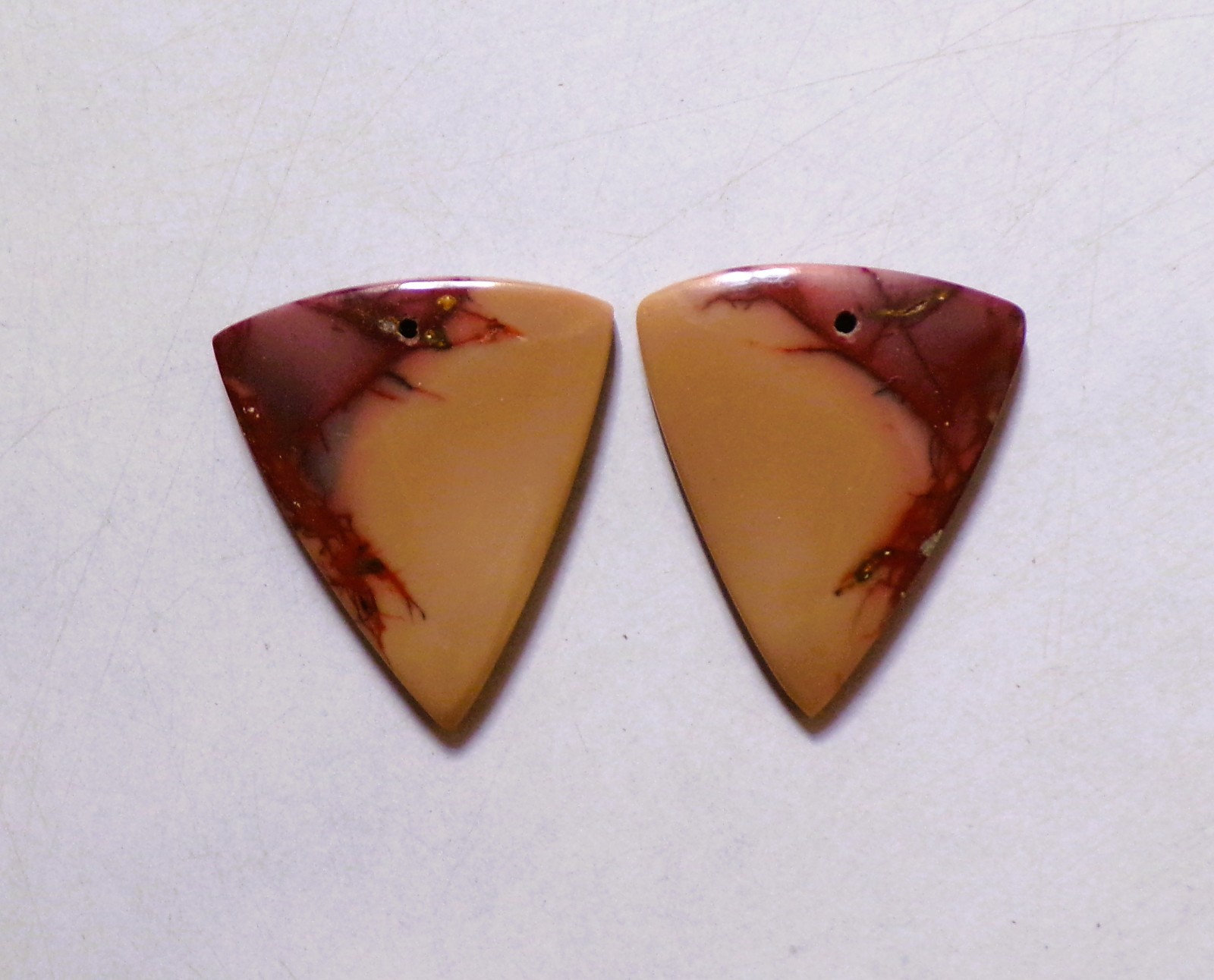 42.10 Cts Natural Mookaite Drilled Cabochon Match Pair Gemstone 31X27MM 03