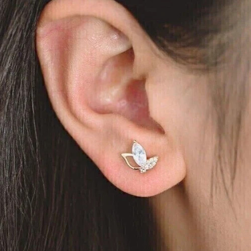 Lab Created Diamond 2.00Ct Marquise Women’s Stud Earrings 14K Yellow Gold Plated