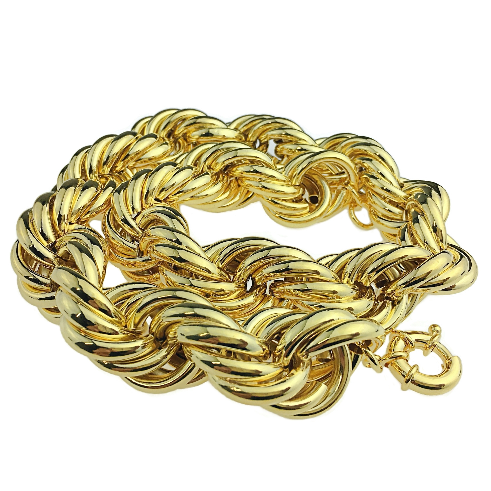 14K Gold Plated Huge Chain Hollow Rope Dookie 25MM x 20″ Inch Hip Hop Necklace