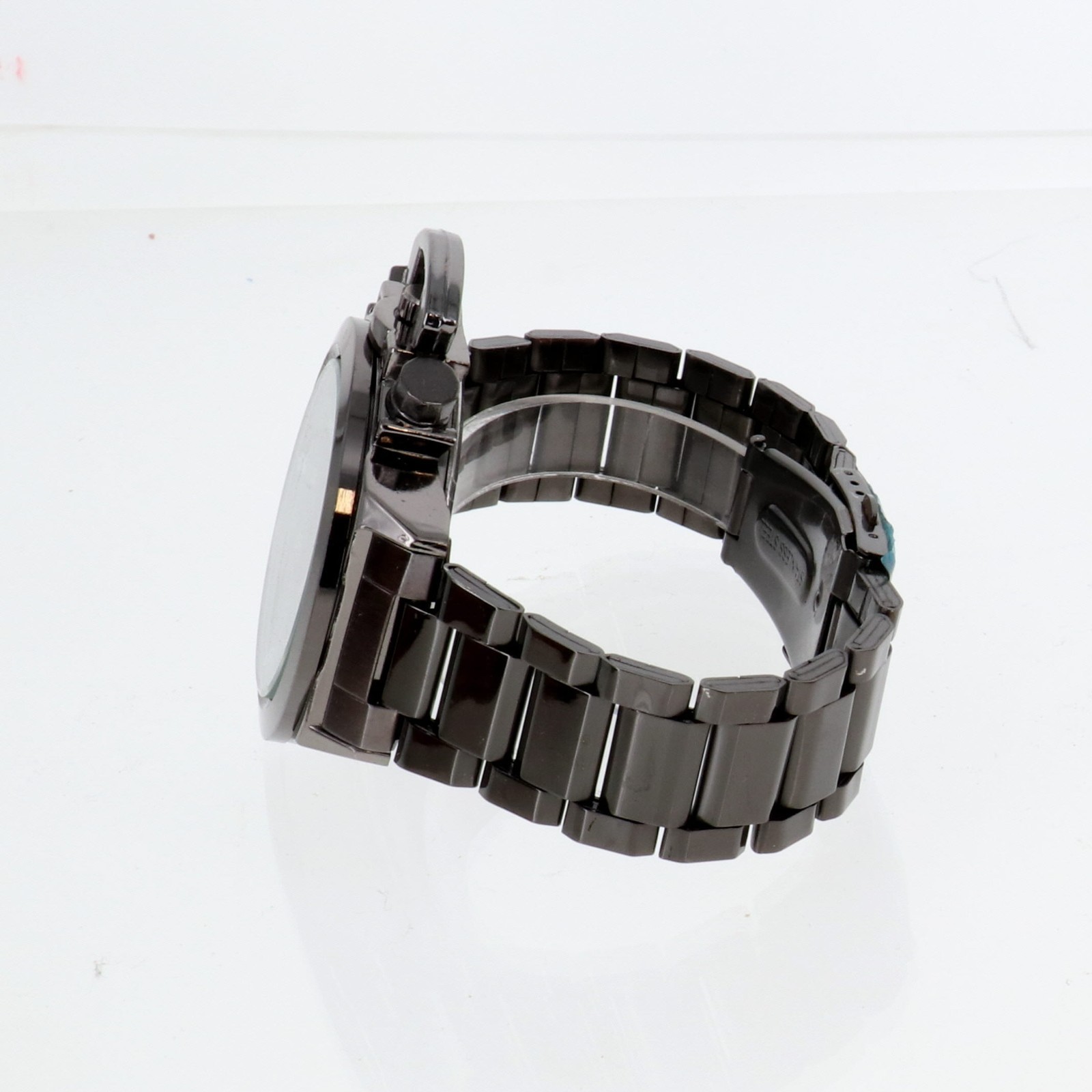 Geneva collection Men’s Oversize Watch & Crown Gun Finish Metal Band 61mm Wide