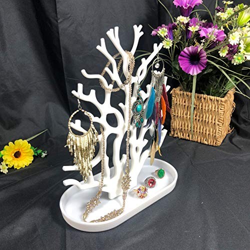 Coral Tree Jewelry Hanging Stand Display Table Top Necklace Bracelet White