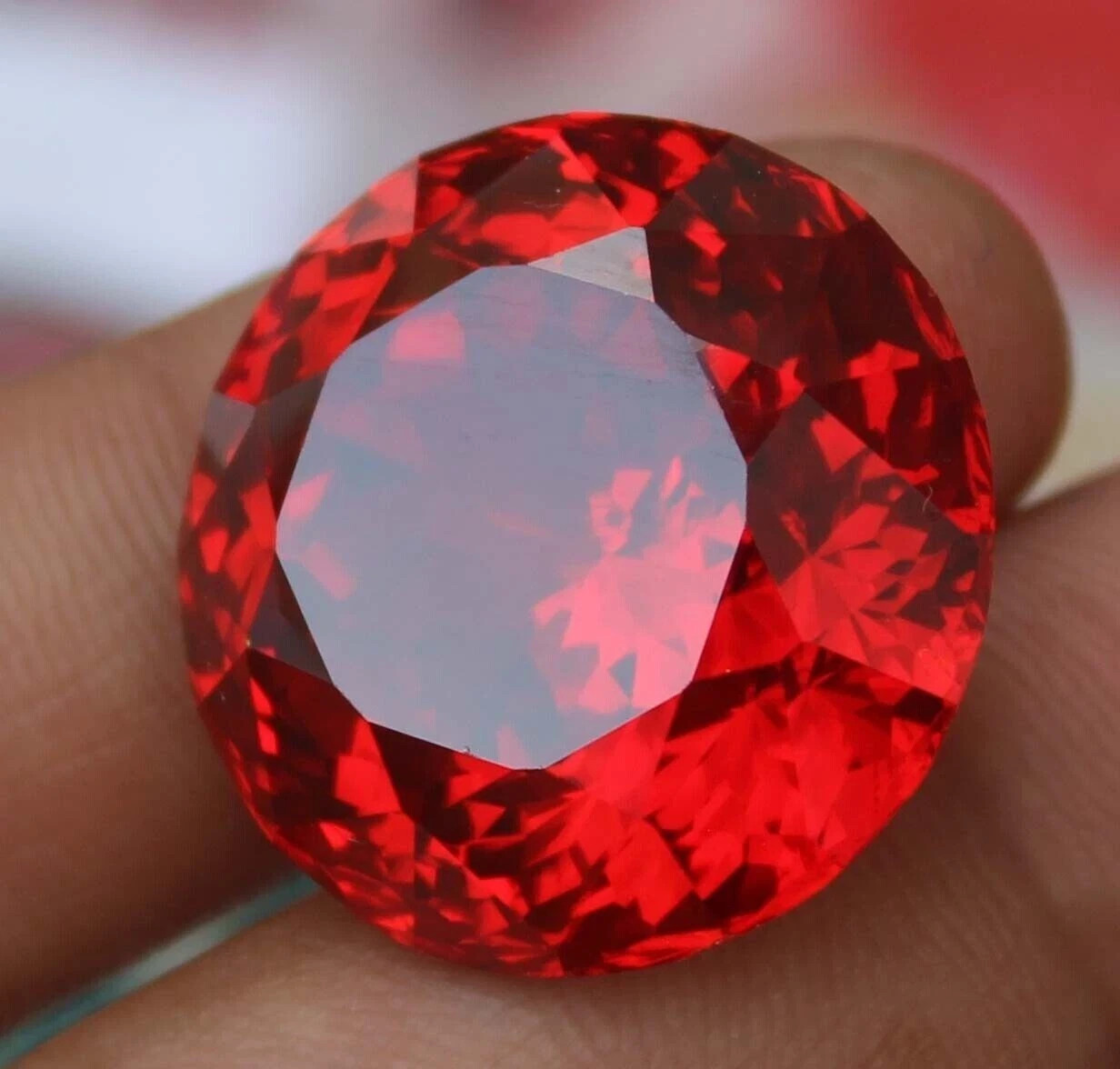 55 Ct Natural Red Zircon Round Cut Certified Loose Rare Quality Gemstone