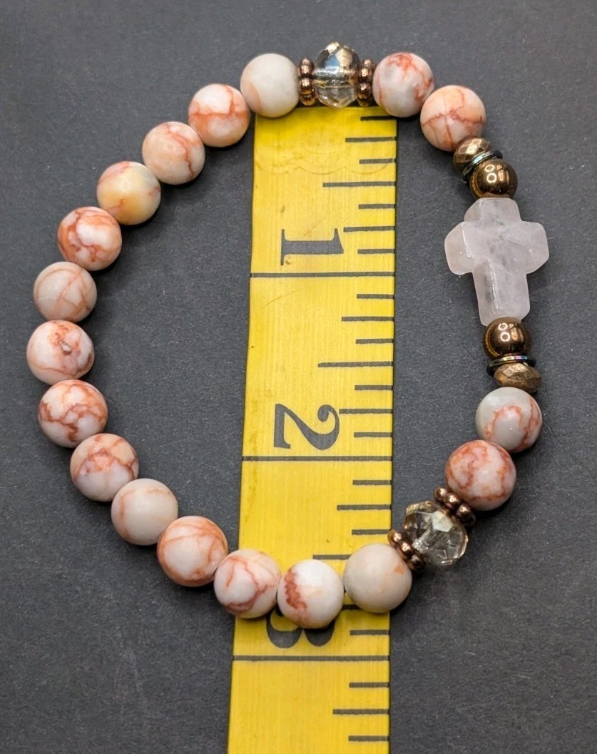 Natural Blue Gemstone 10mm Beaded Charm Stretch Bracelet (16cm) Small Wrist