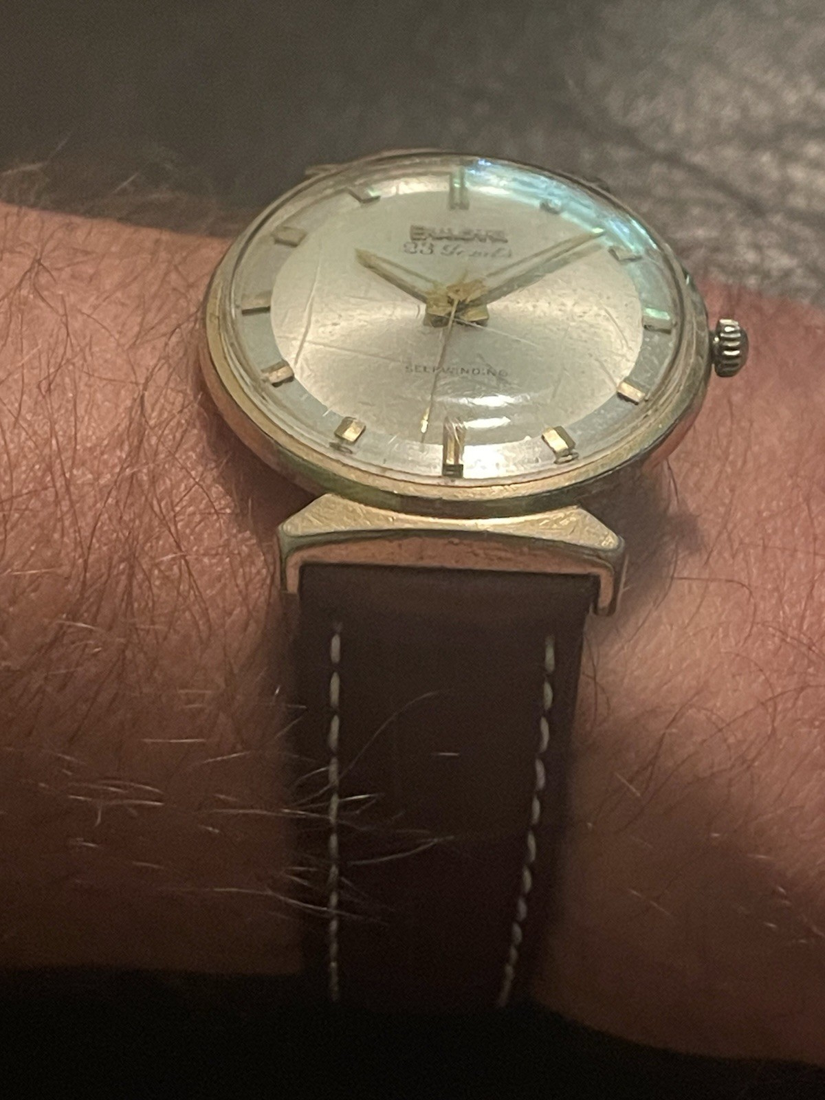 Vintage Bulova 23 Jewel Automatic Self Winding Mens Dress Watch Gold Tone Silver