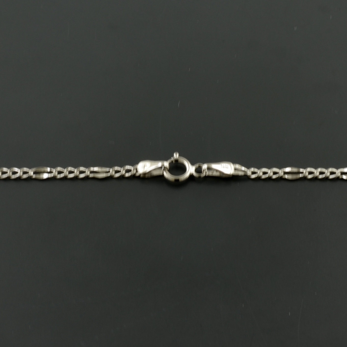 14K WHITE GOLD 2.1MM WIDE FANCY FIGARO LINK NECKLACE