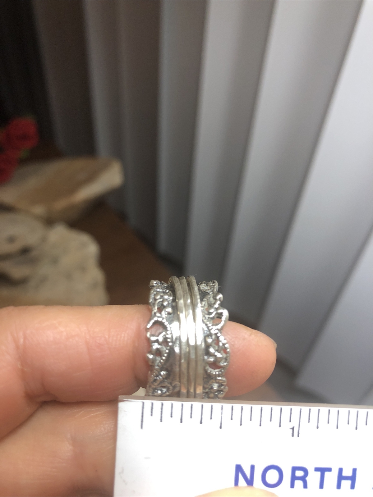PZ Paz Creations 925 Sterling Spinner Swirl Open Work Ring 8.8g, 8s ISRAEL