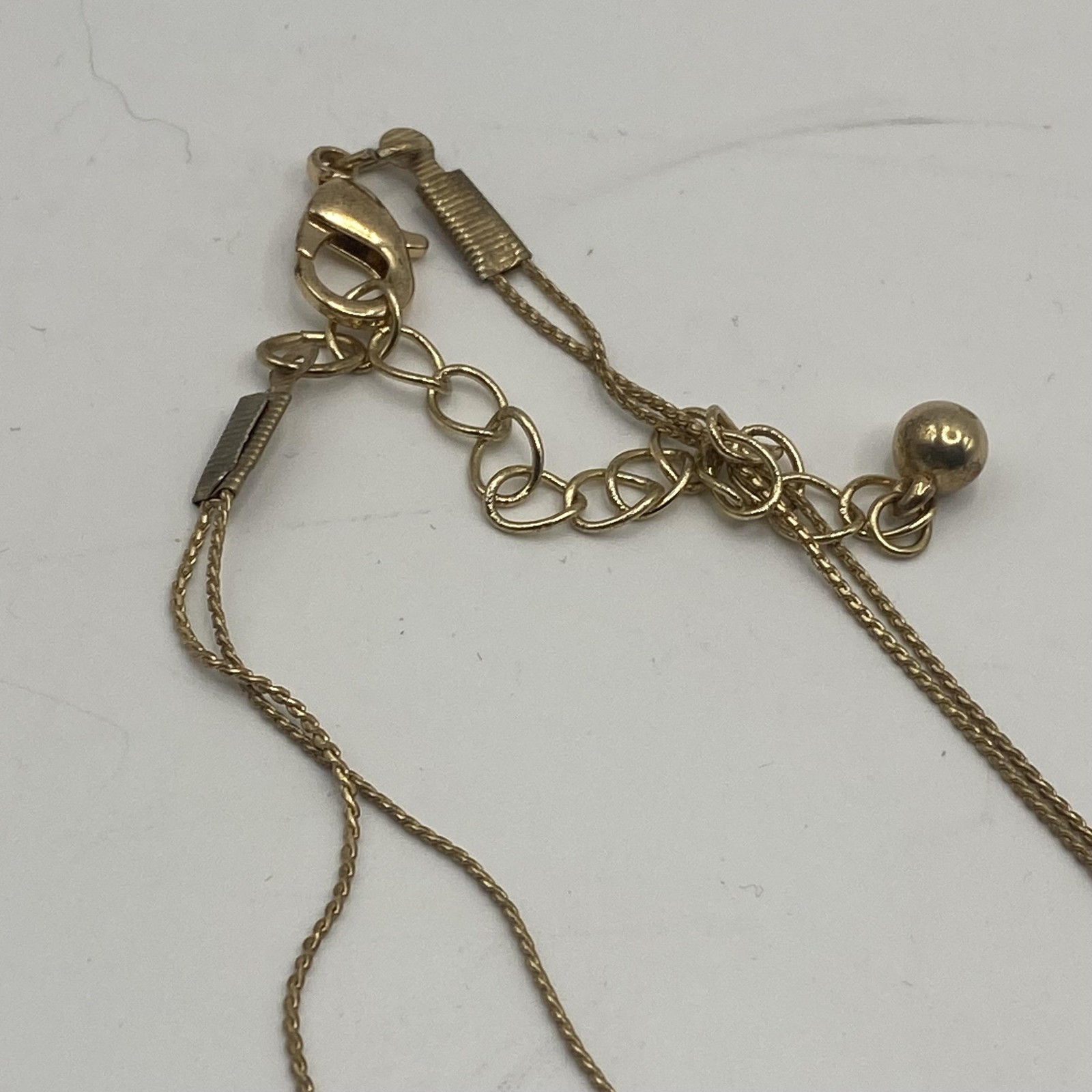 Gold Tone Cream Resin Station Necklace Layered Strand Lobster Clasp Jewelry