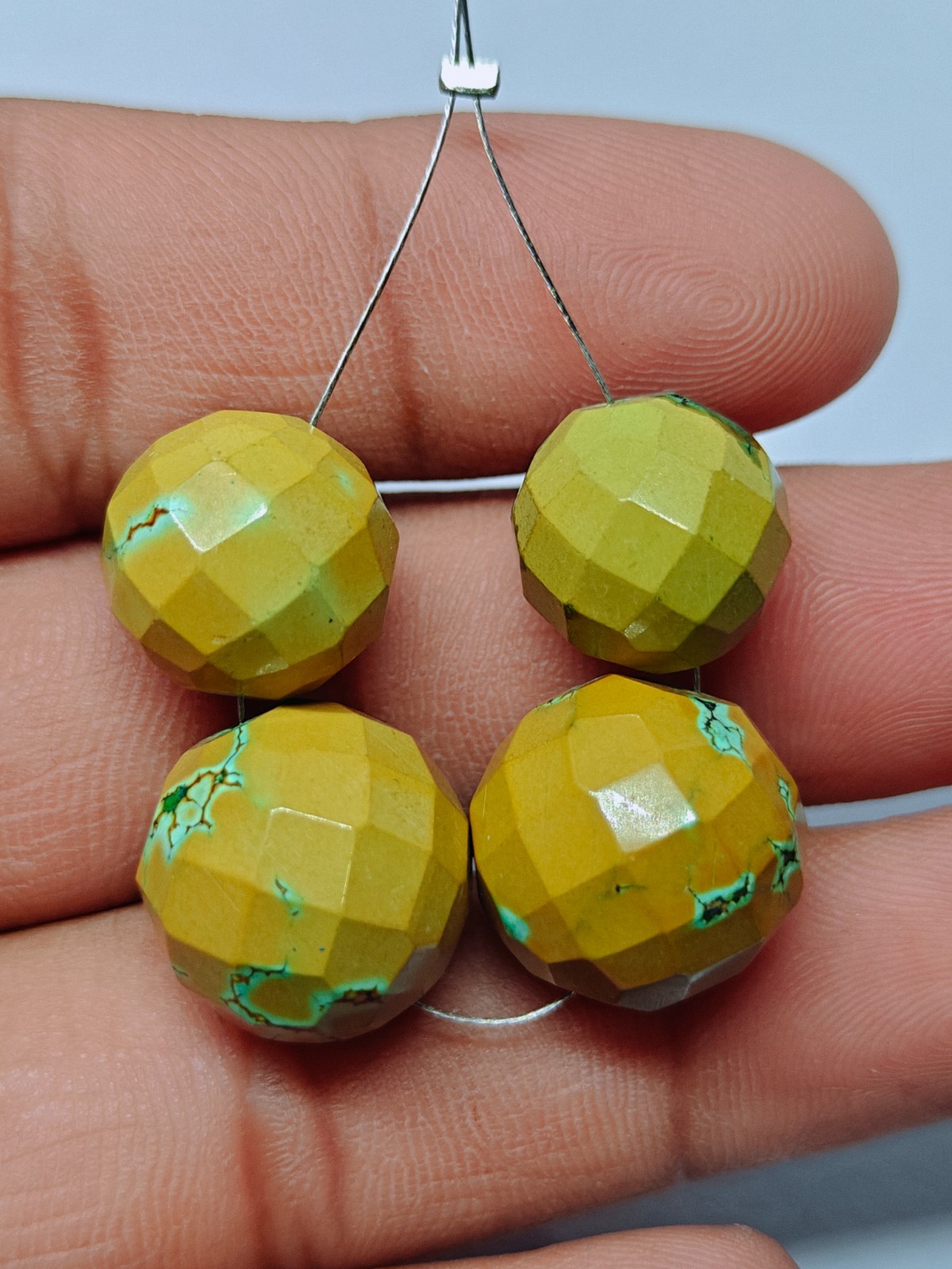 Natural Tibetan Turquoise Faceted Round Ball Beads, Loose Gemstone For Jewelry