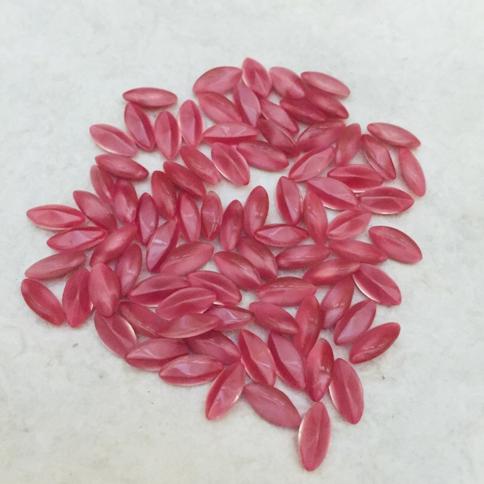 CD288 Vintage W. German glass navettes 10x5mm rose moonstone unfoiled (72)
