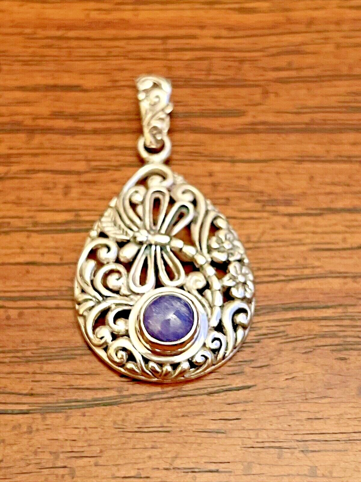 BALI LEGACY Tanzanite Dragonfly Pendant in Sterling Silver 1.90 ctw
