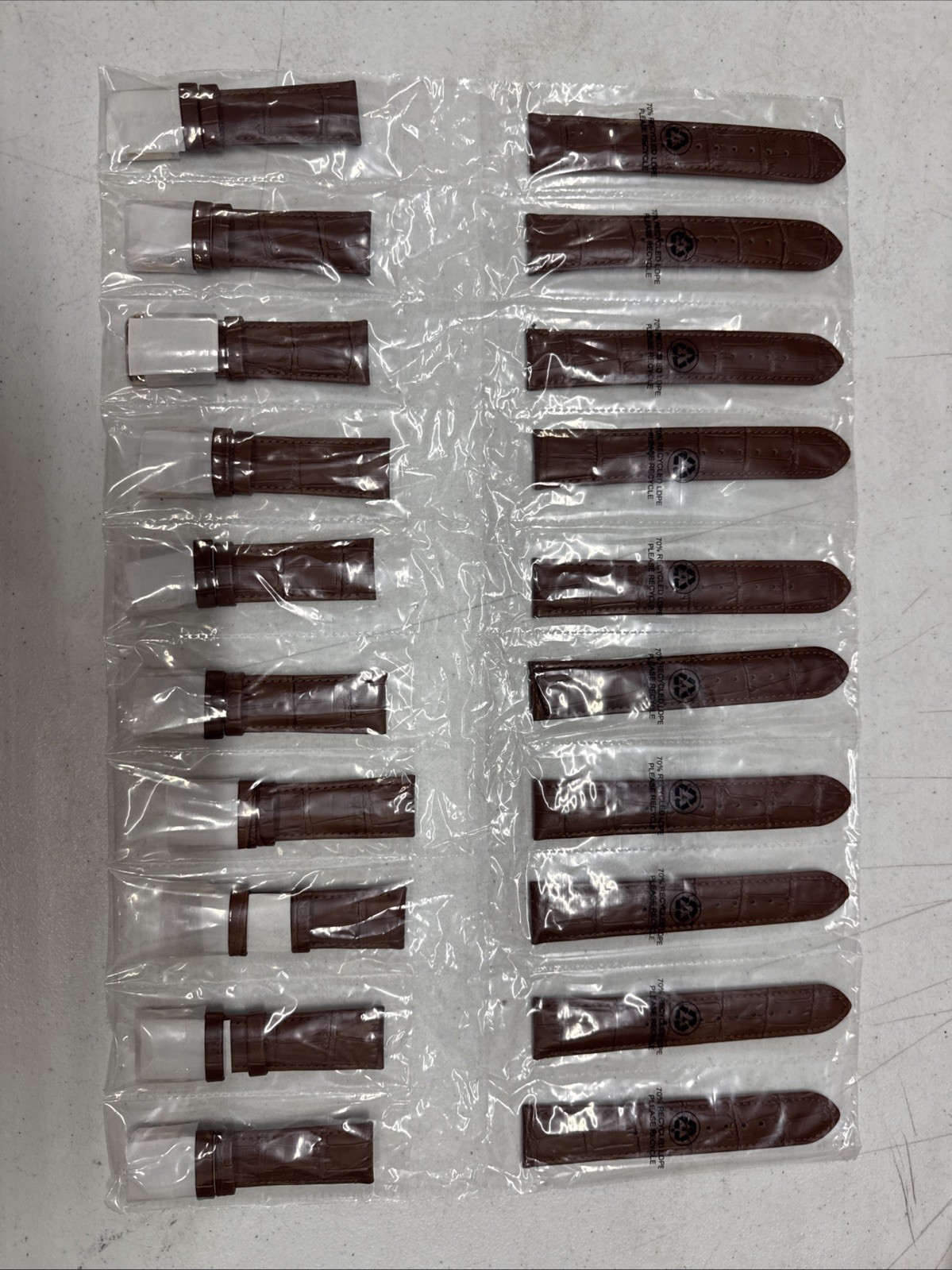 Lot of 10 – Brand NEW- 22mm Genuine Leather Brown Watch Bands