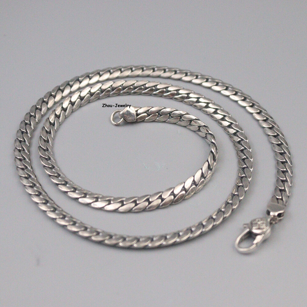 Real S925 Sterling Silver Chain Men 5mm Snake Curb Link Necklace 34-35g 19.6inch