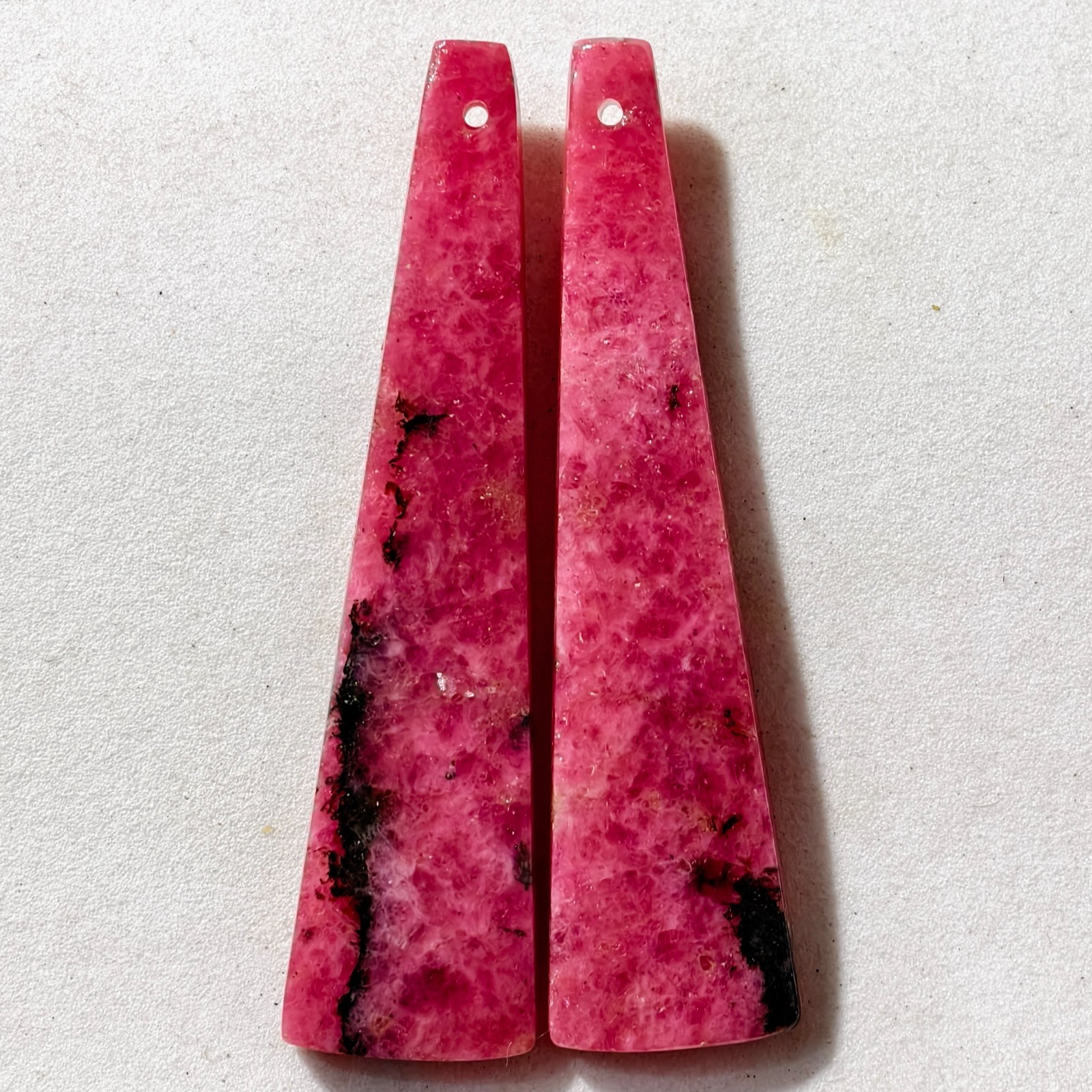 62 Cts Natural Rhodonite Drilled Match Pair Cabochon Gemstone 53 X 13.4 MM