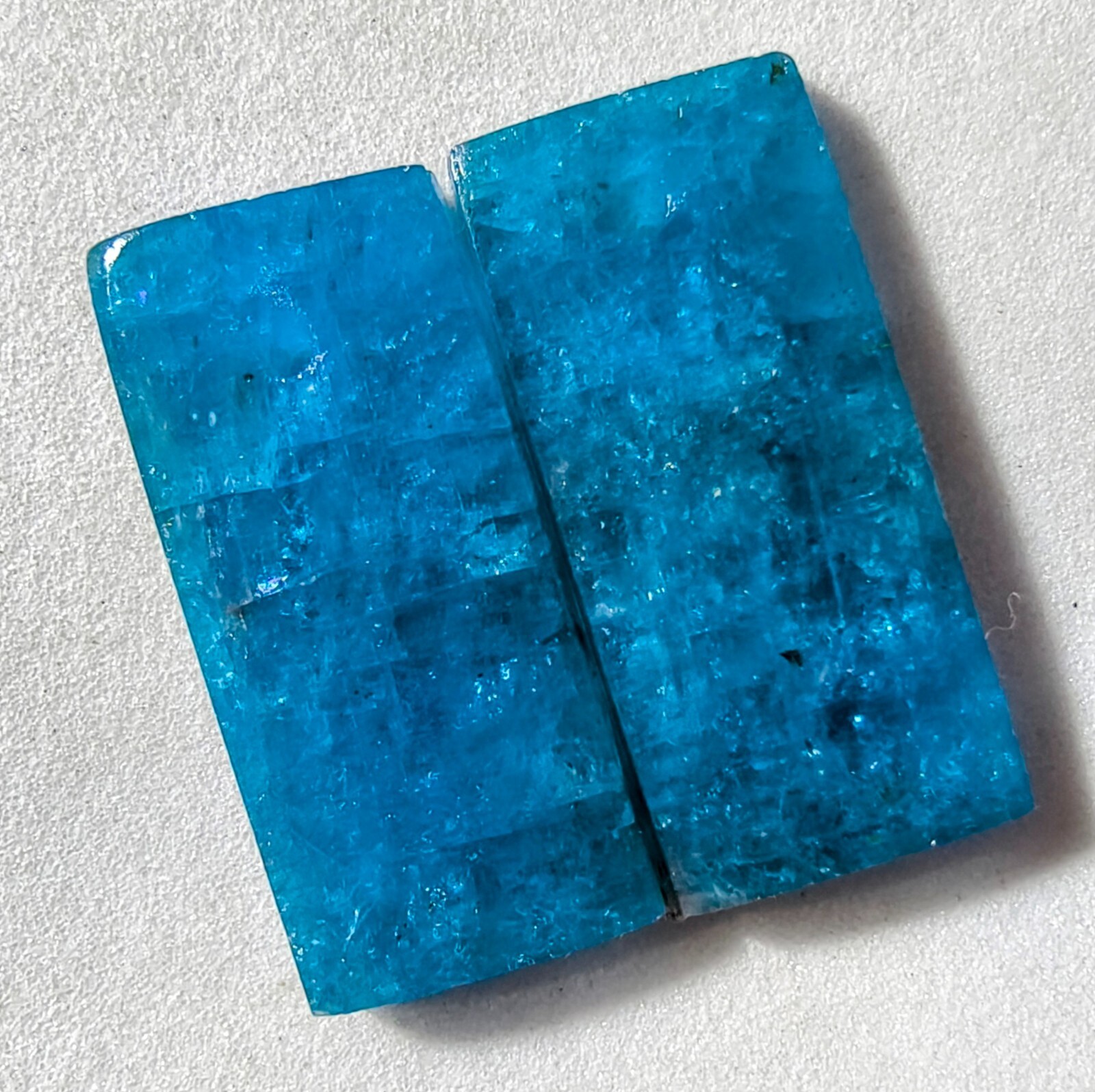 25 Cts Natural Blue Apatite Drilled Match Pair Cabochon Gemstone For Earrings 45