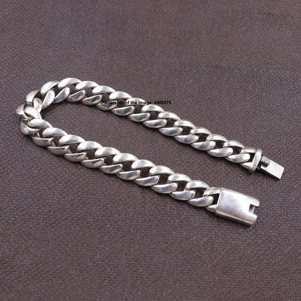 Solid 925 Sterling Silver 10mm Curb Link Chain Men’s Bracelet Gift 8.26inch