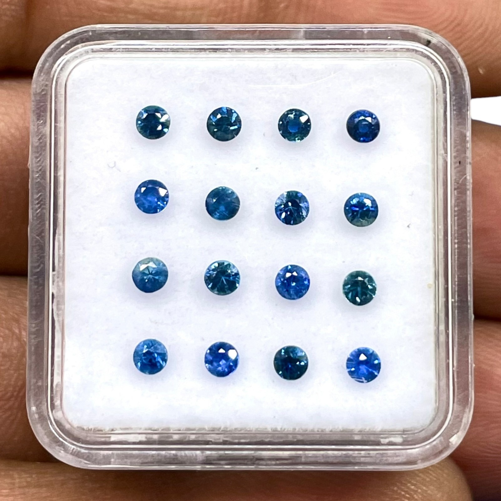 16 Pcs Natural Sri Lanka Blue Sapphire 2.4mm Round Diamond Cut Loose Gemstones